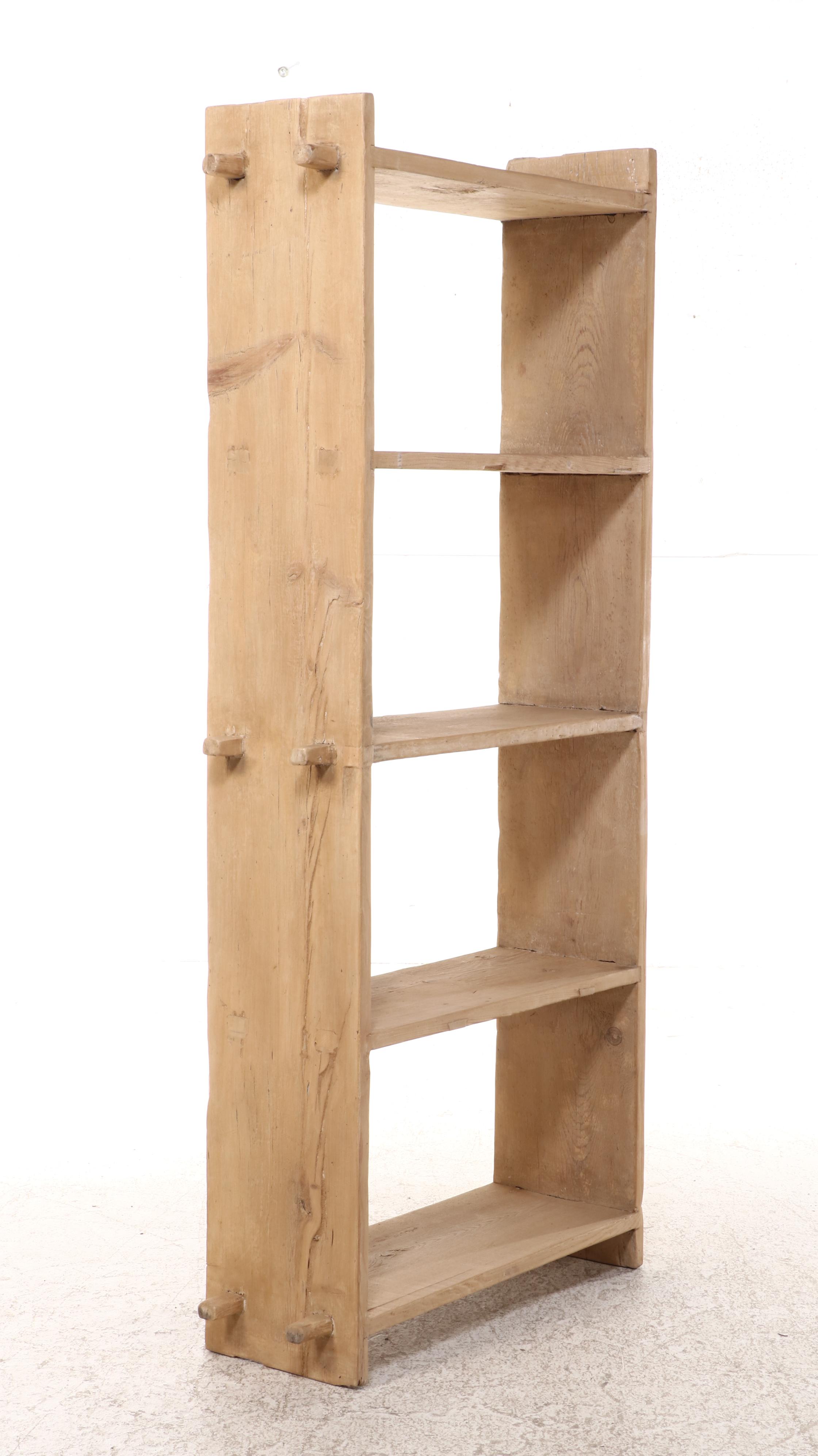 Rustic Reclaimed Pine Five-Tier "Mortise" Shelving Unit