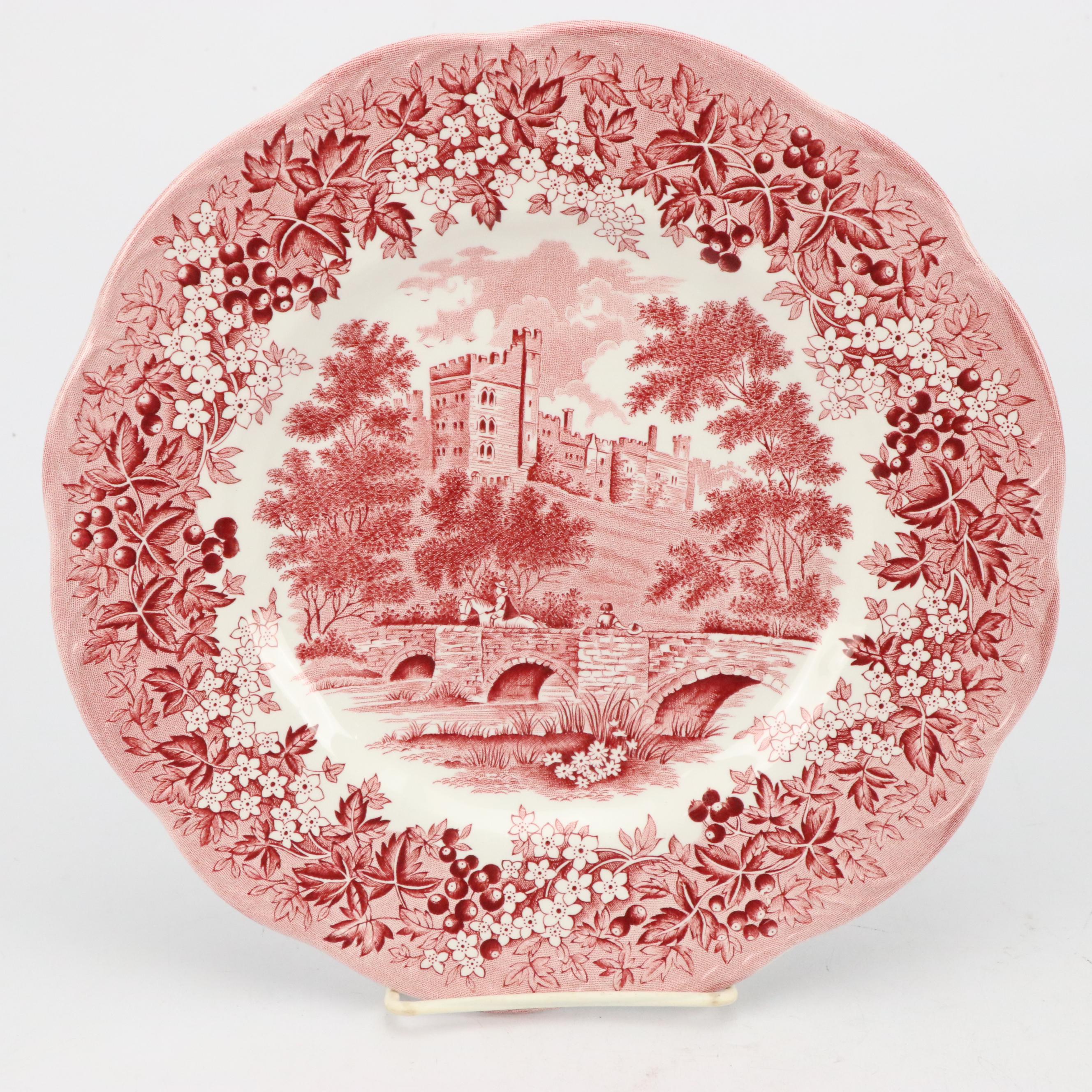 J. & G. Meakin "Romantic England" Red Ironstone Dinnerware