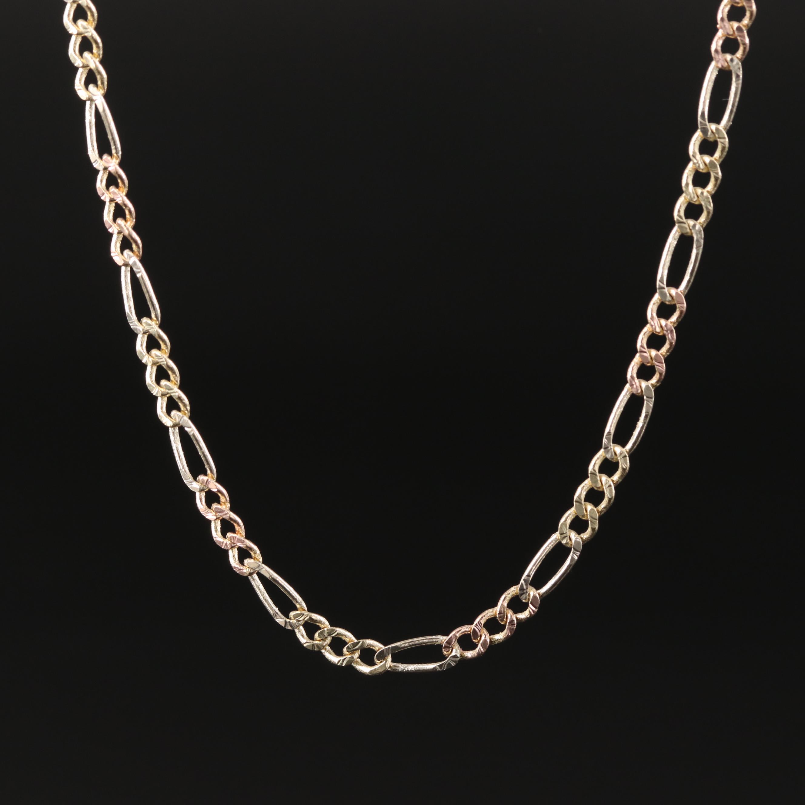 10K Two-Tone Figaro Chain Necklace