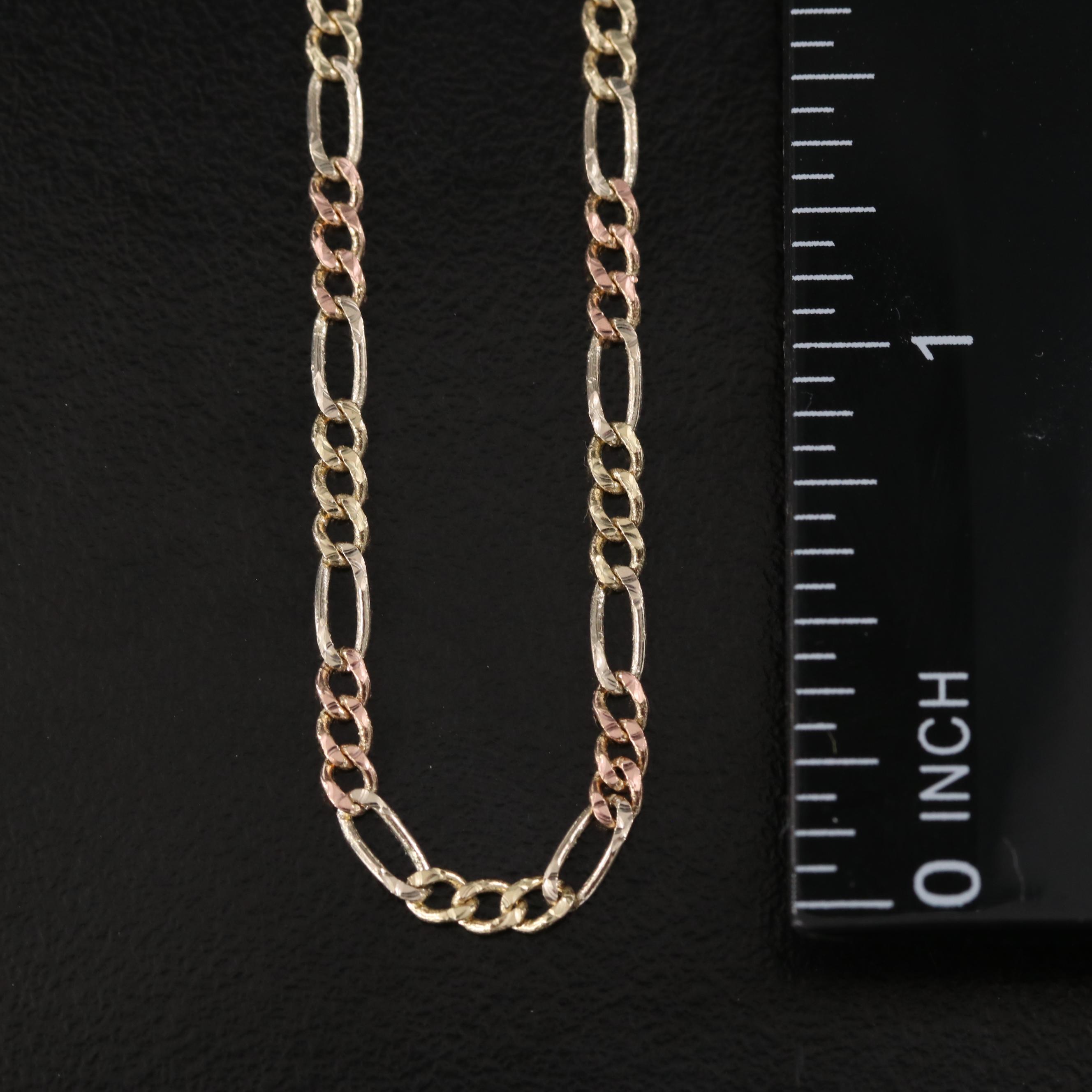 10K Two-Tone Figaro Chain Necklace