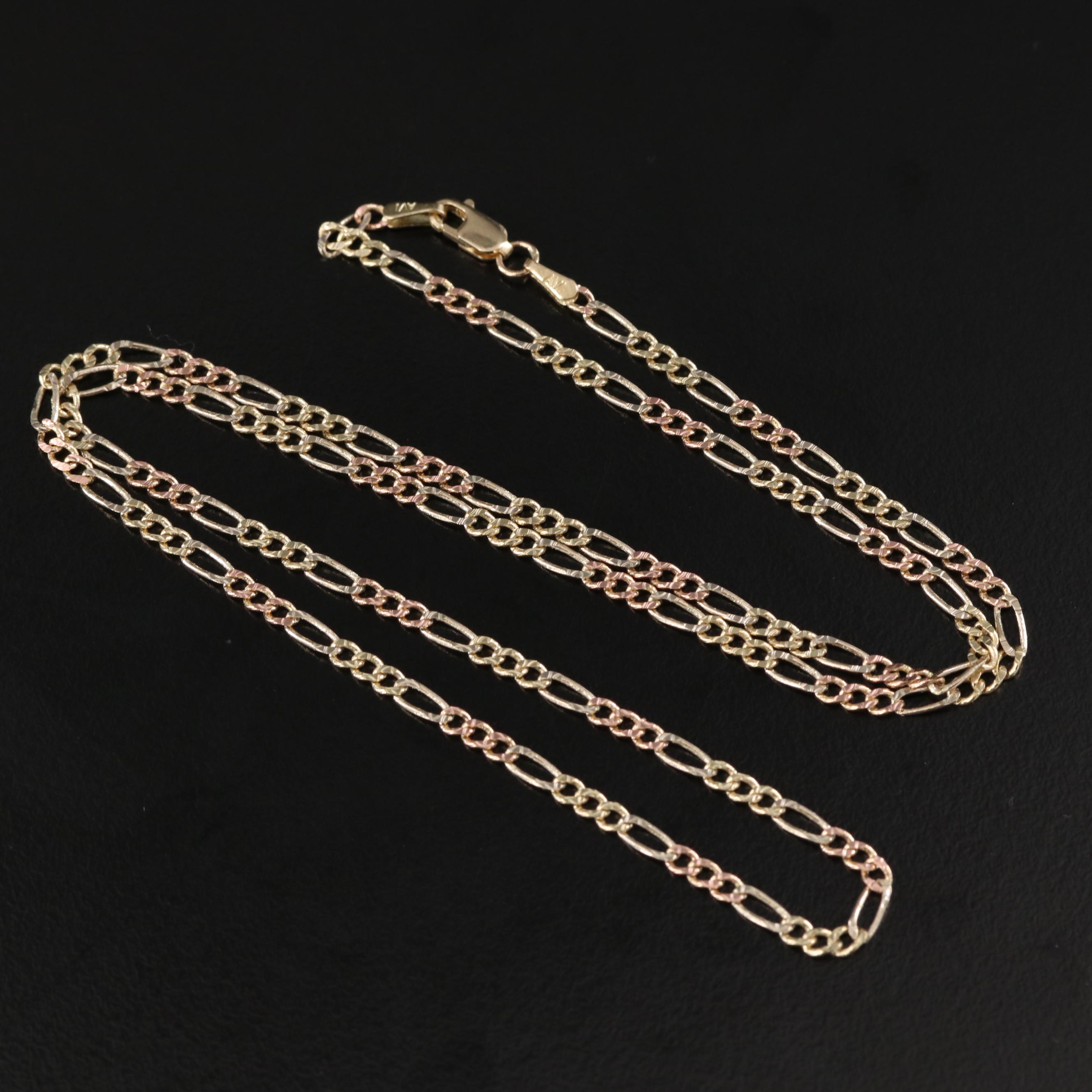 10K Two-Tone Figaro Chain Necklace