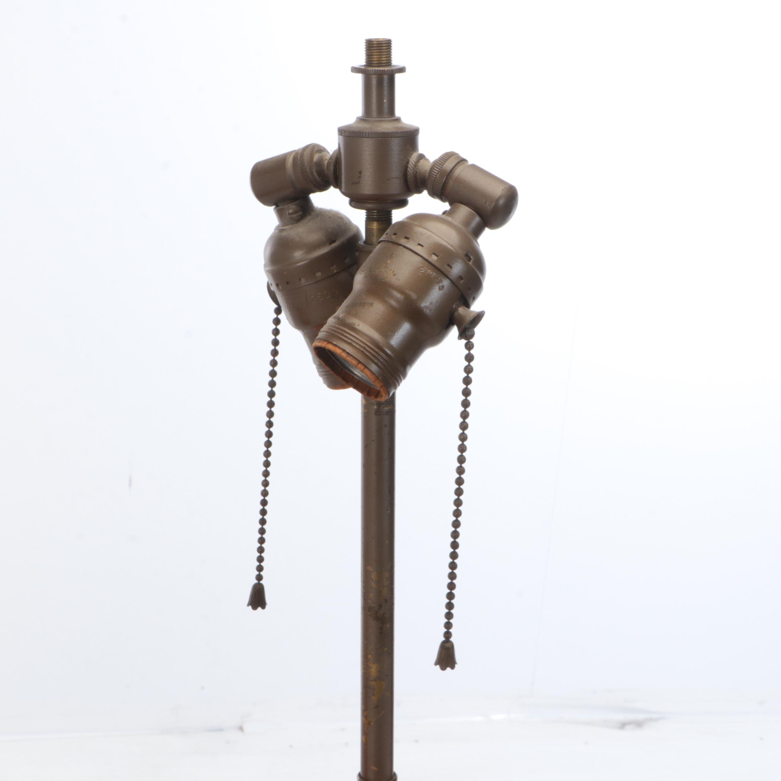 Orange Lacquered Bollard Table Lamps with Pleated Square Shades, Late 20th C.