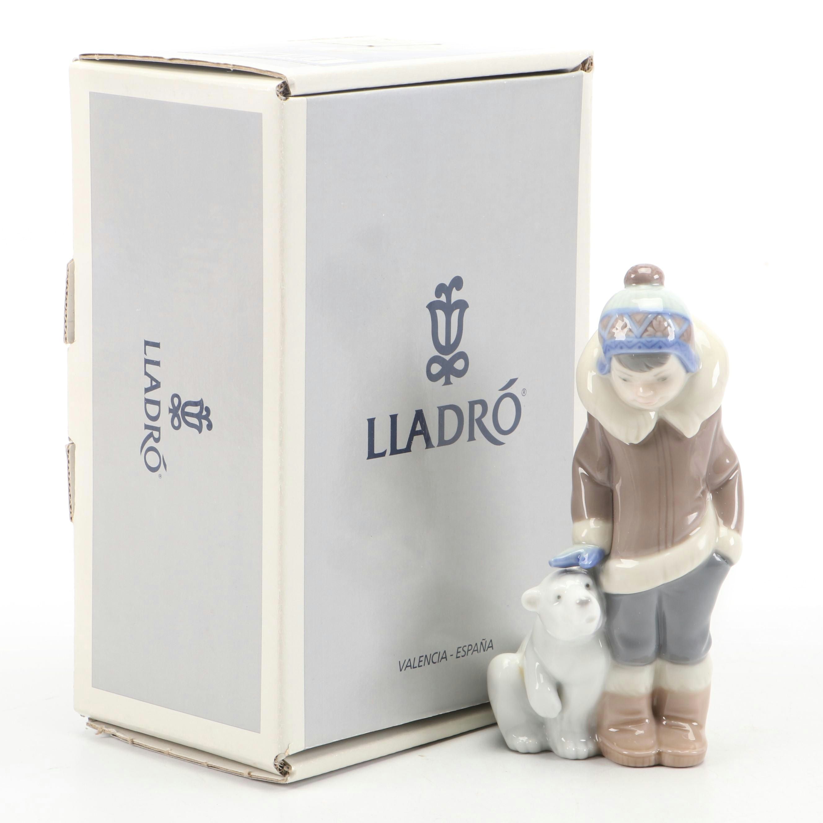 Lladró "Eskimo Boy with Pet" Porcelain Figurine