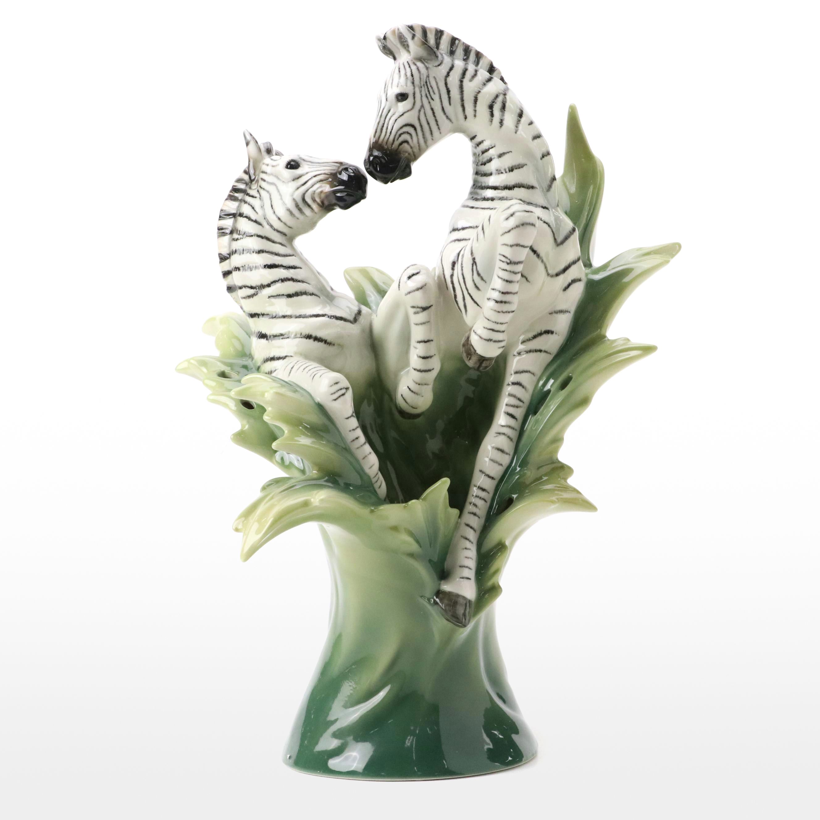 Franz "Jungle Beauties-Safari" Porcelain Figural Zebra Vase, 2003-2013