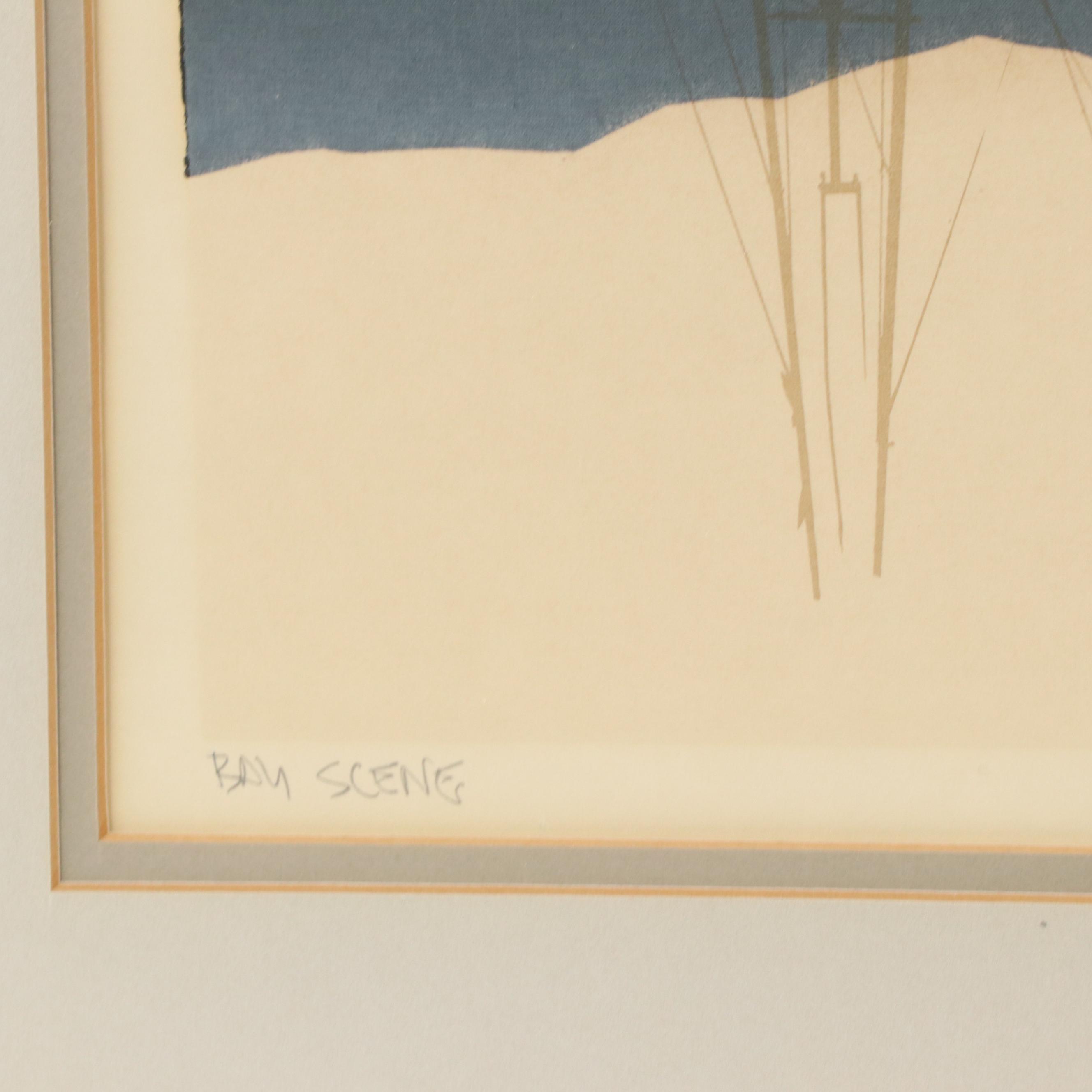 Virgil Thrasher Serigraph "Half Moon Bay," 1979