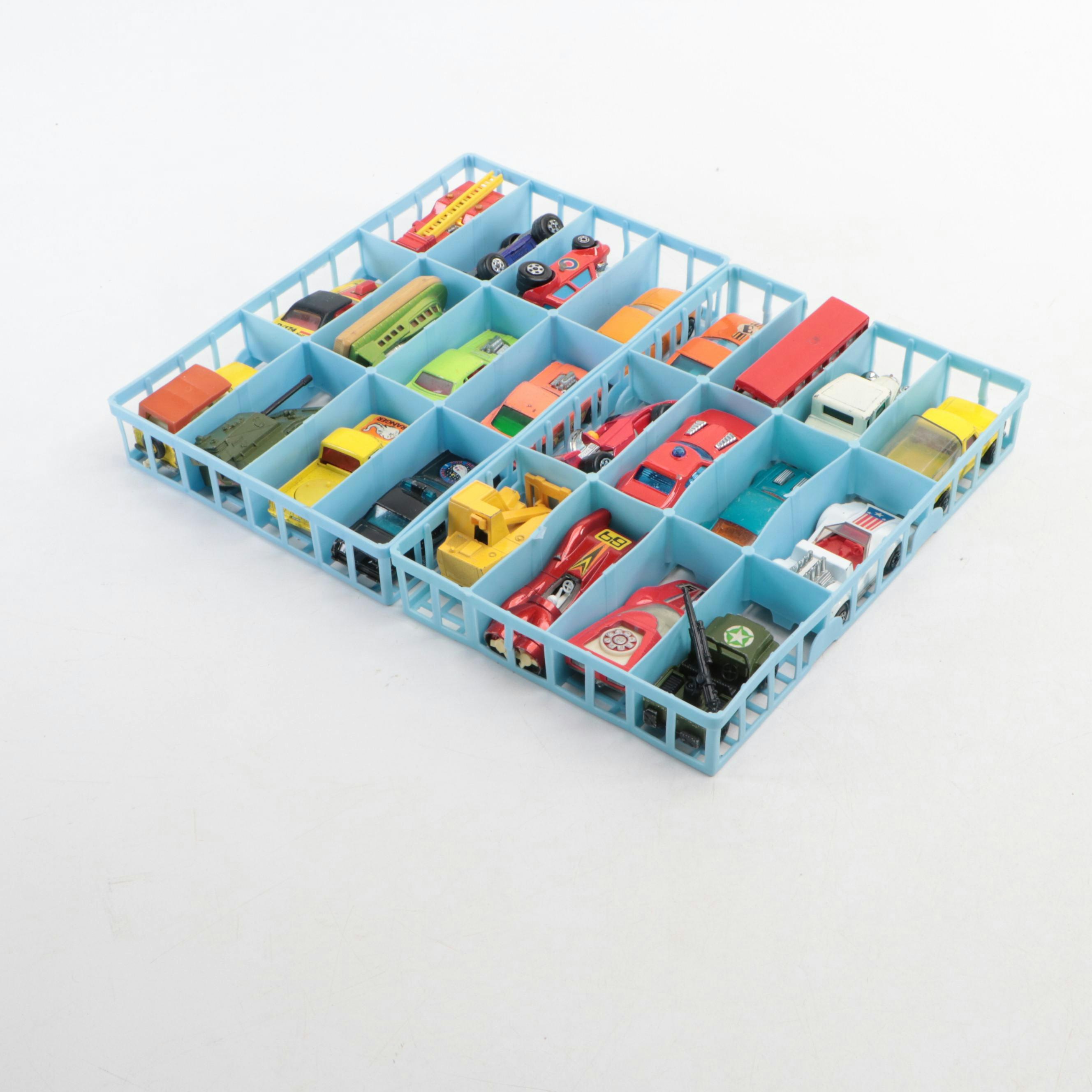 Matchbox Diecast Vehicles includes Porsche, Mazda, Tanks and Case