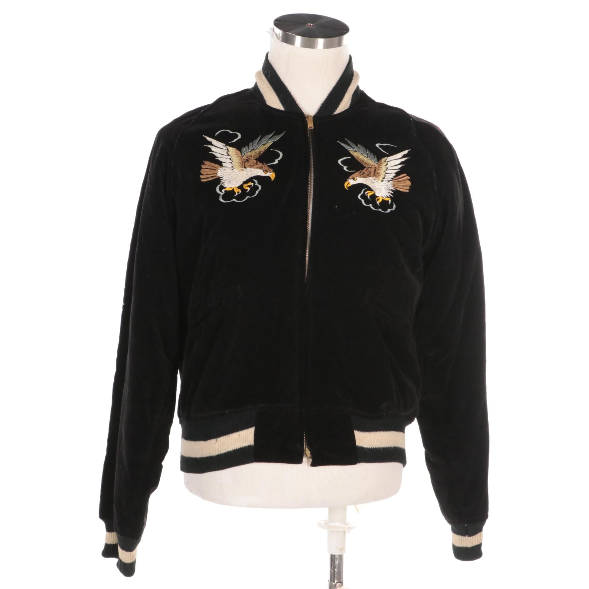 Sukajan Embroidered Eagle, Tiger, and Dragon Japanese Bomber Jacket