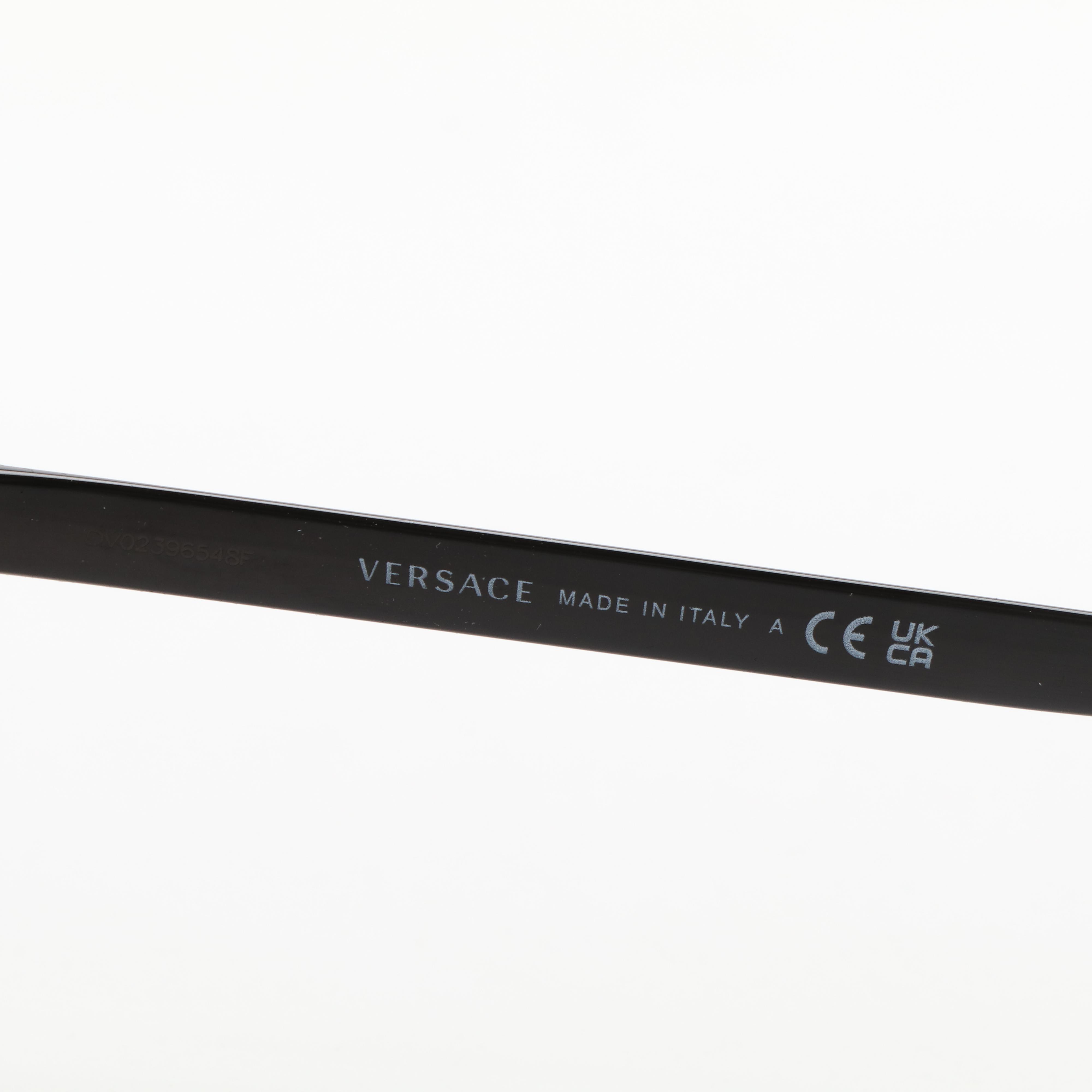 Versace Mod. 2209 Black Frame Dark Gray Aviator Sunglasses with Case and Box