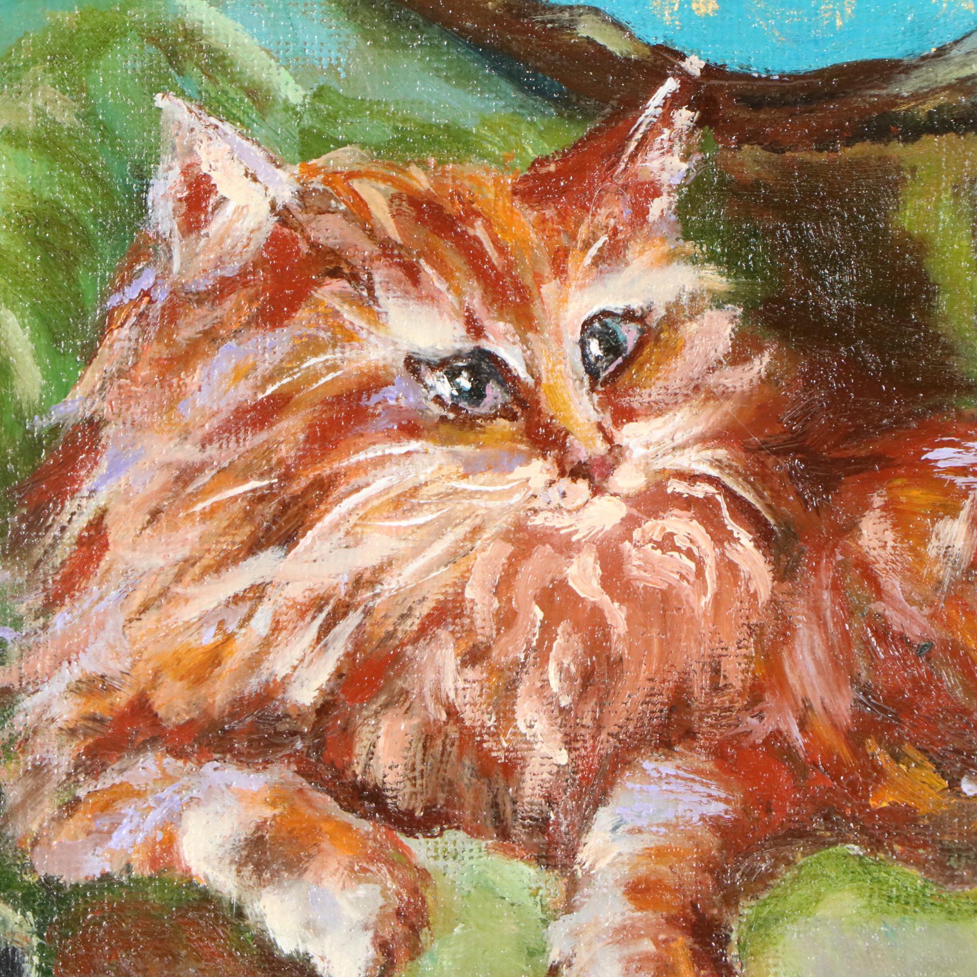 Larissa Sievers Oil Painting "The Cat in the Chair," 2024