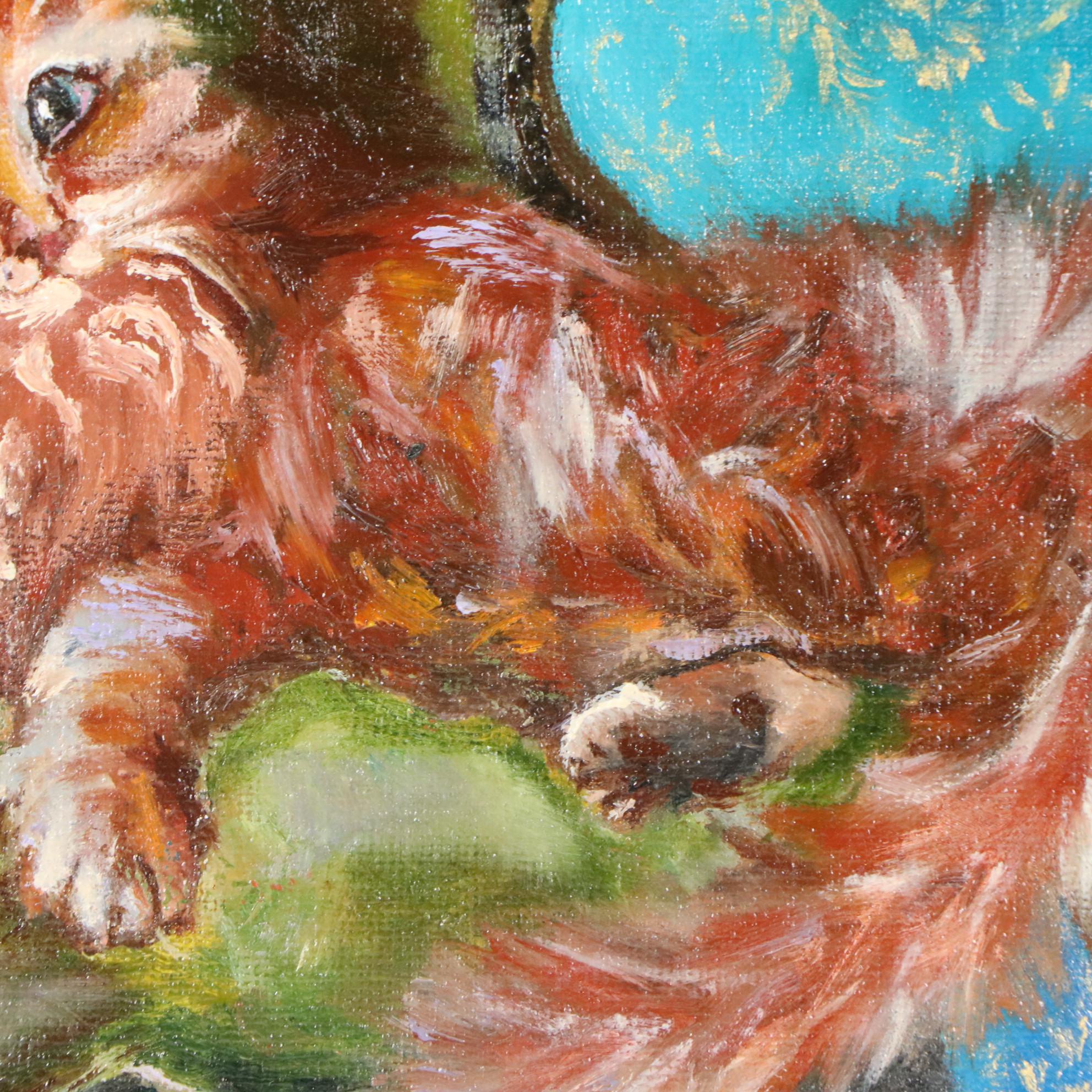 Larissa Sievers Oil Painting "The Cat in the Chair," 2024
