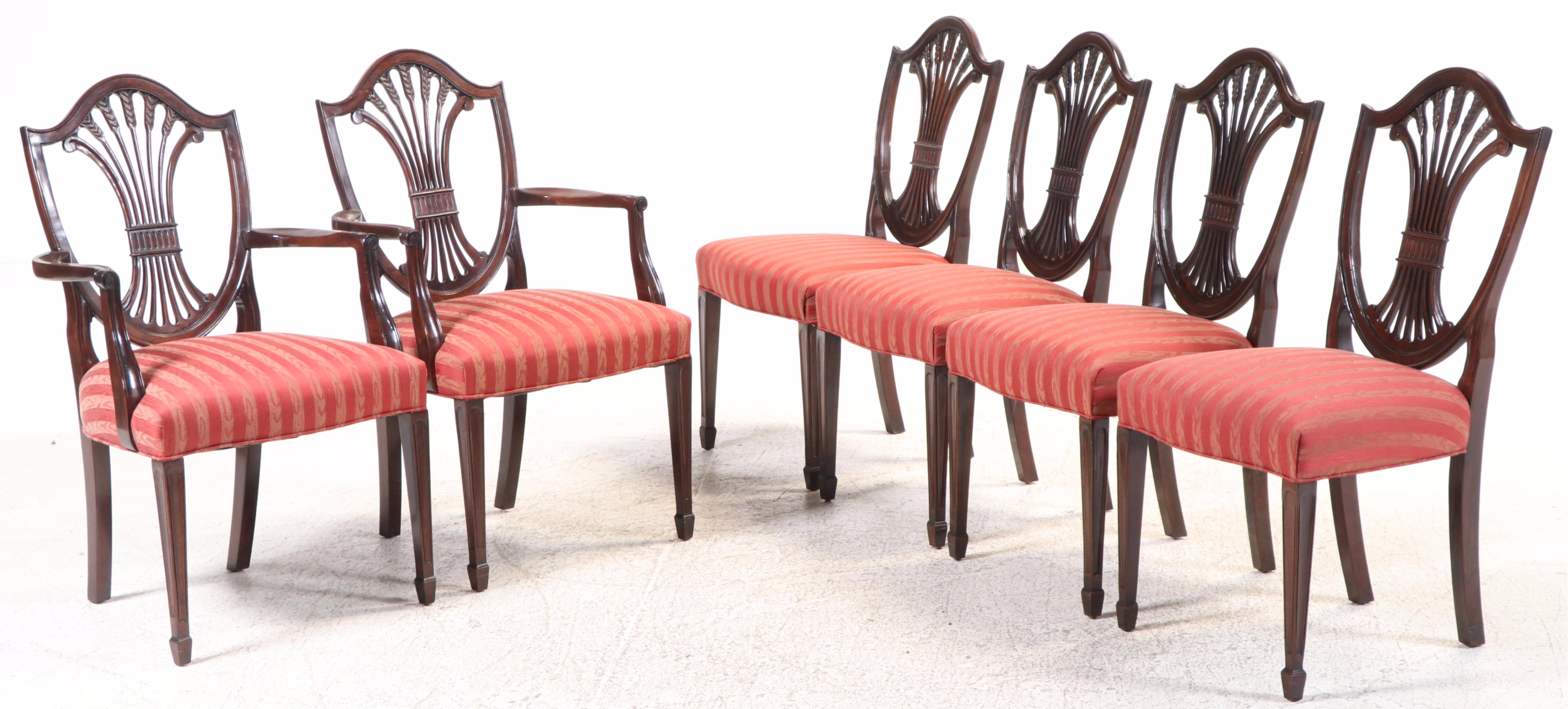 Seven-Piece Stickley Federal Style Mahogany Dining Set, Late 20th Century