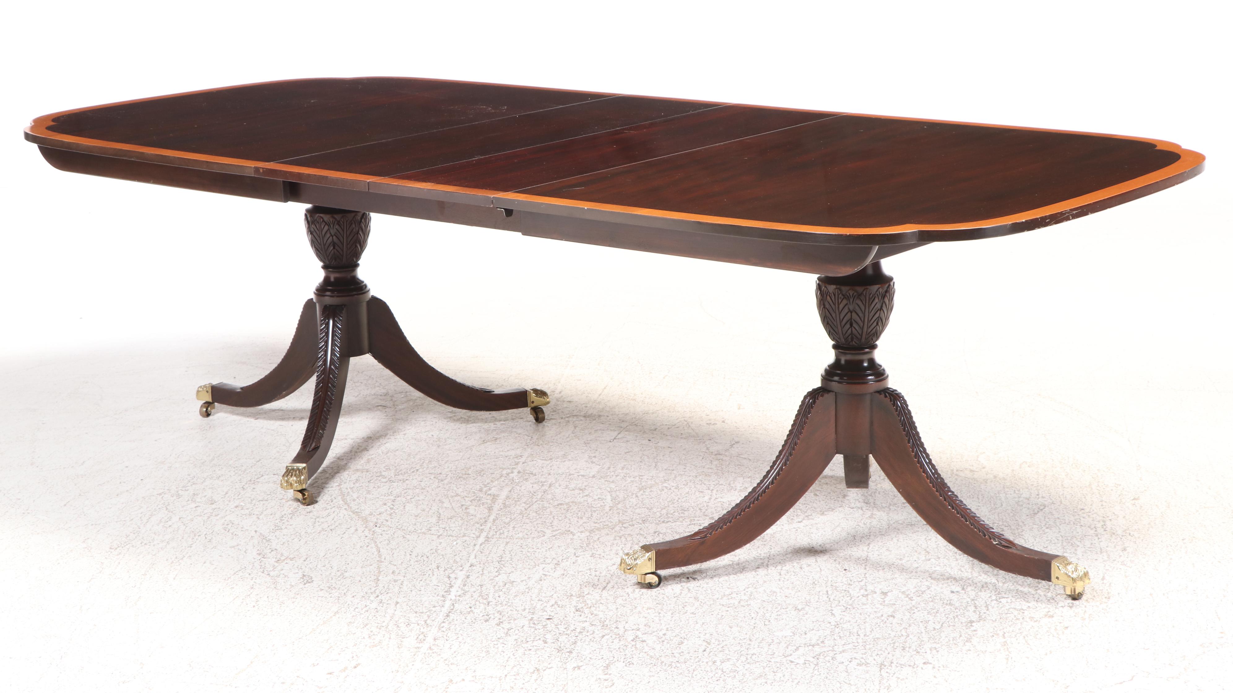 Seven-Piece Stickley Federal Style Mahogany Dining Set, Late 20th Century