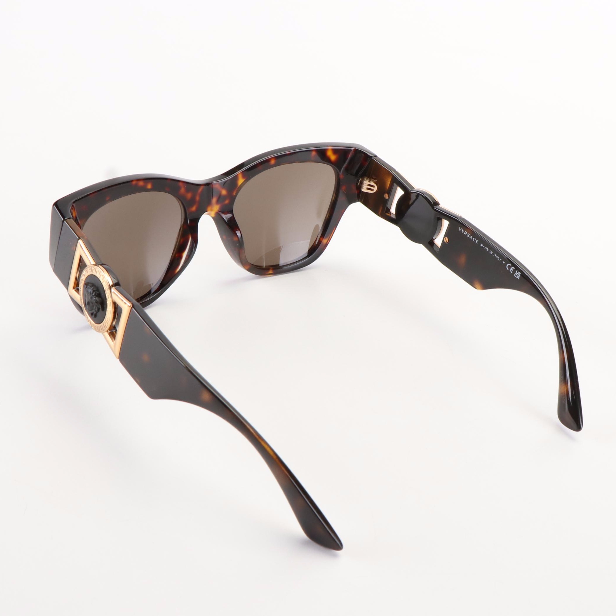 Versace Mod. 4415-U Medusa Head Havana Dark Grey Sunglasses with Case and Box