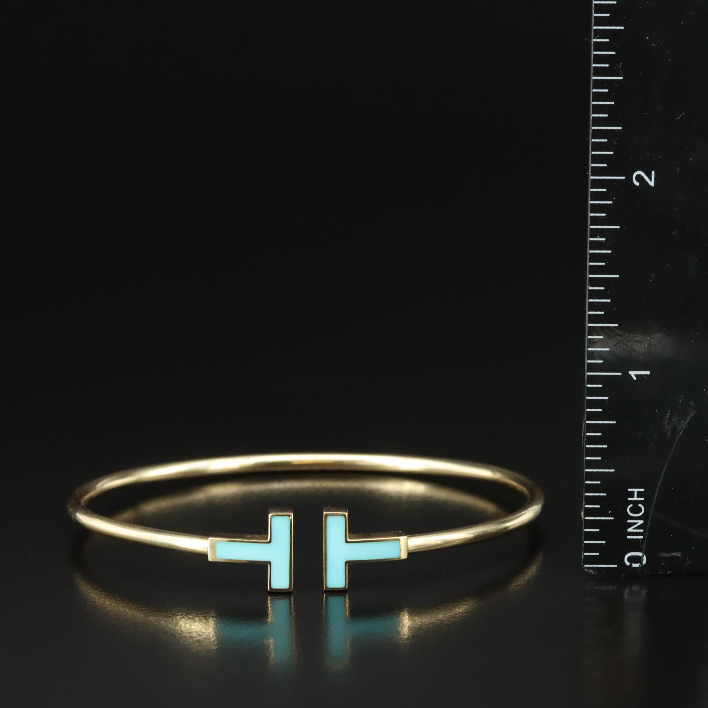 Tiffany & Co. T Wire 18K Tiffany Blue Enamel Bracelet