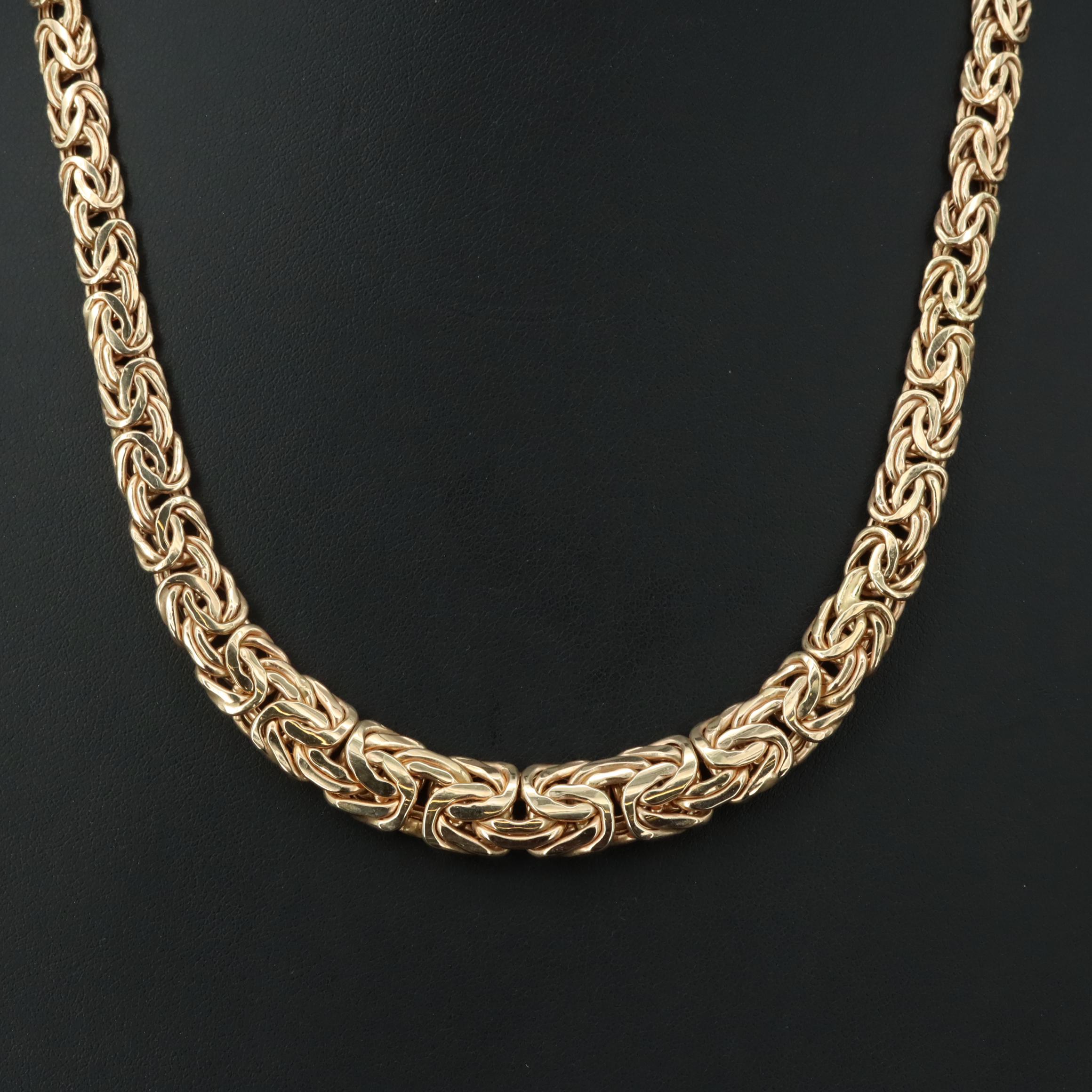 14K Graduated Flat Byzantine Chain Necklace