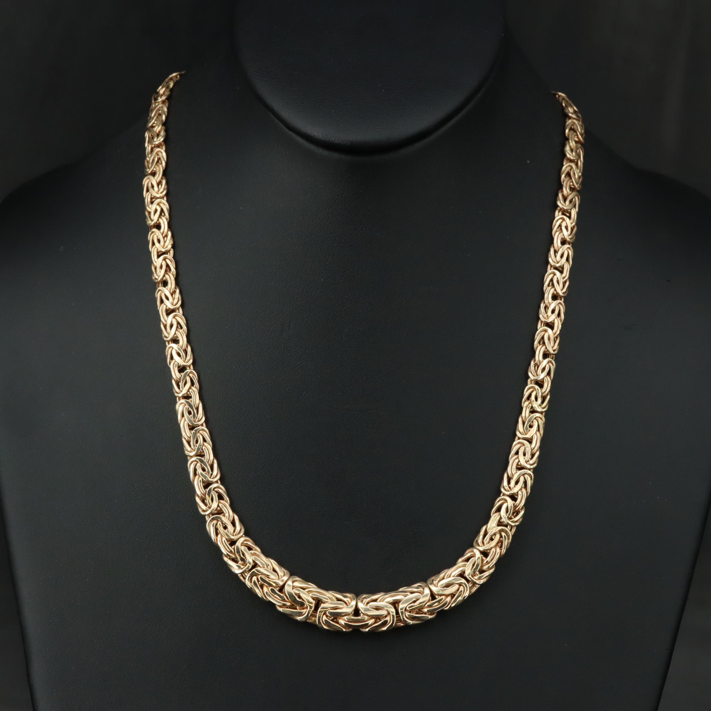 14K Graduated Flat Byzantine Chain Necklace
