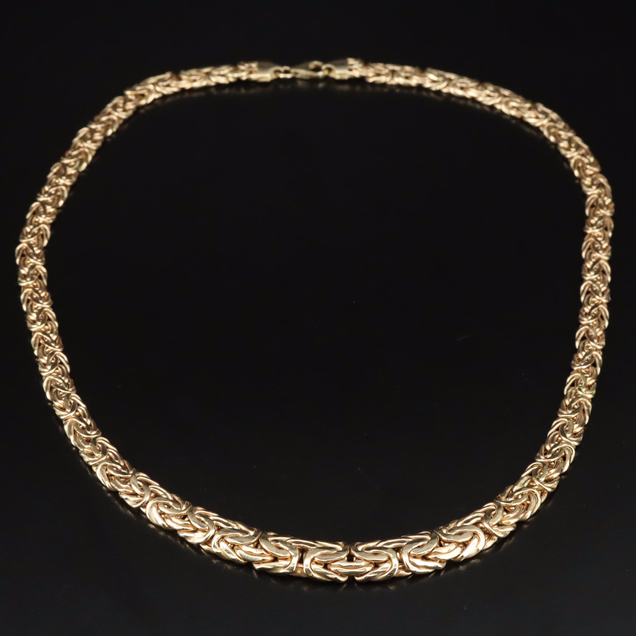 14K Graduated Flat Byzantine Chain Necklace