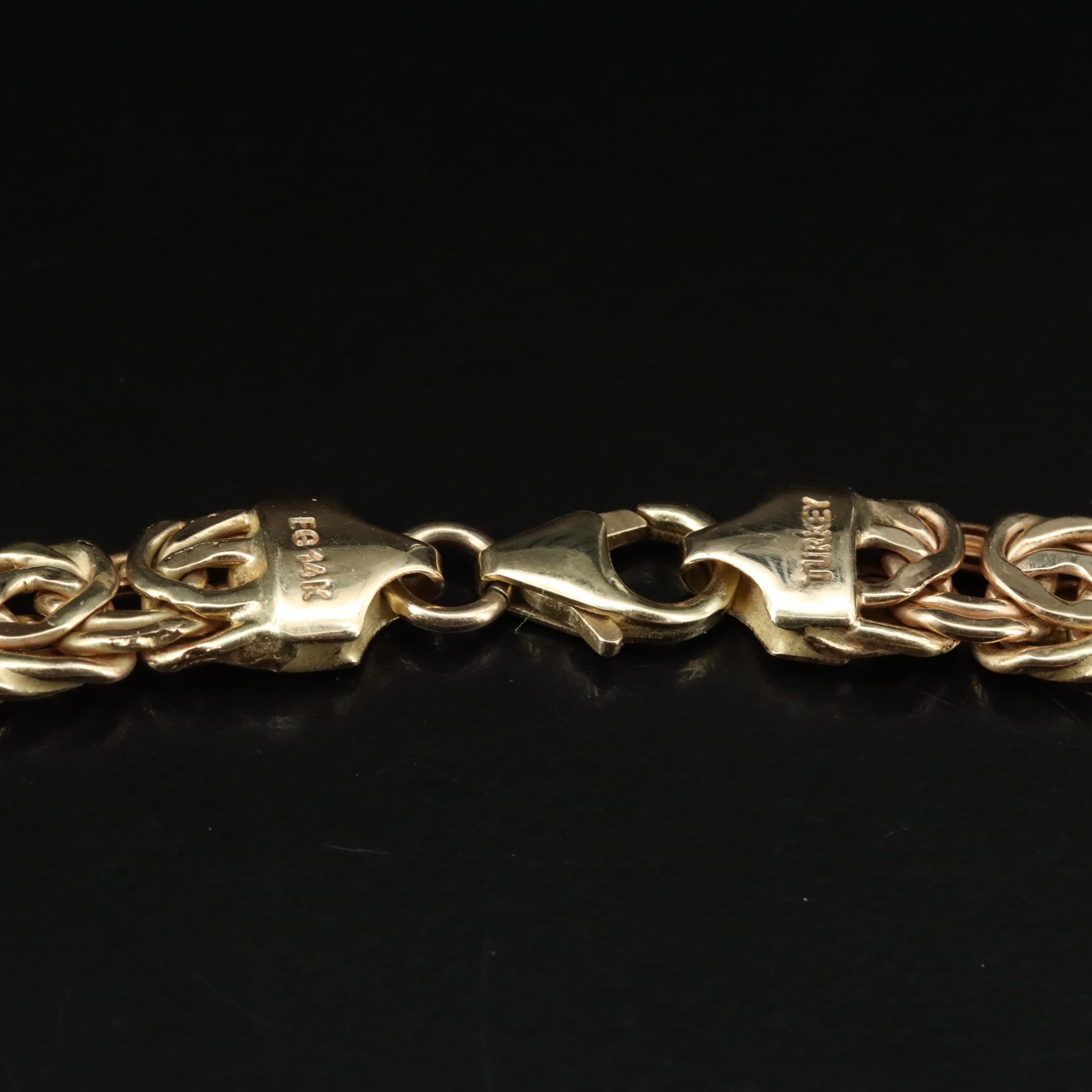 14K Graduated Flat Byzantine Chain Necklace