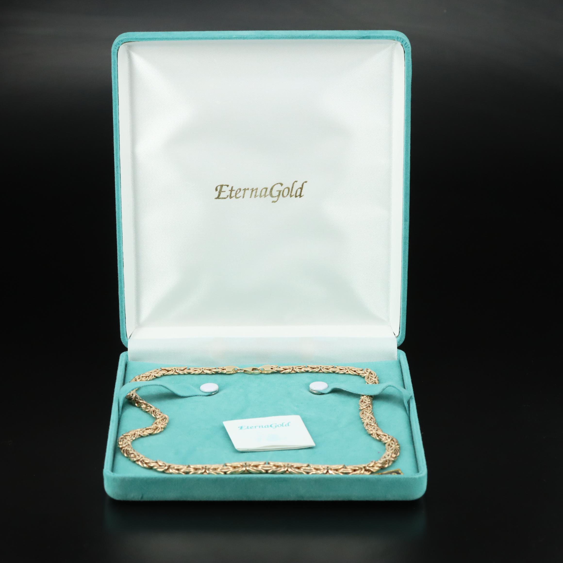 14K Graduated Flat Byzantine Chain Necklace