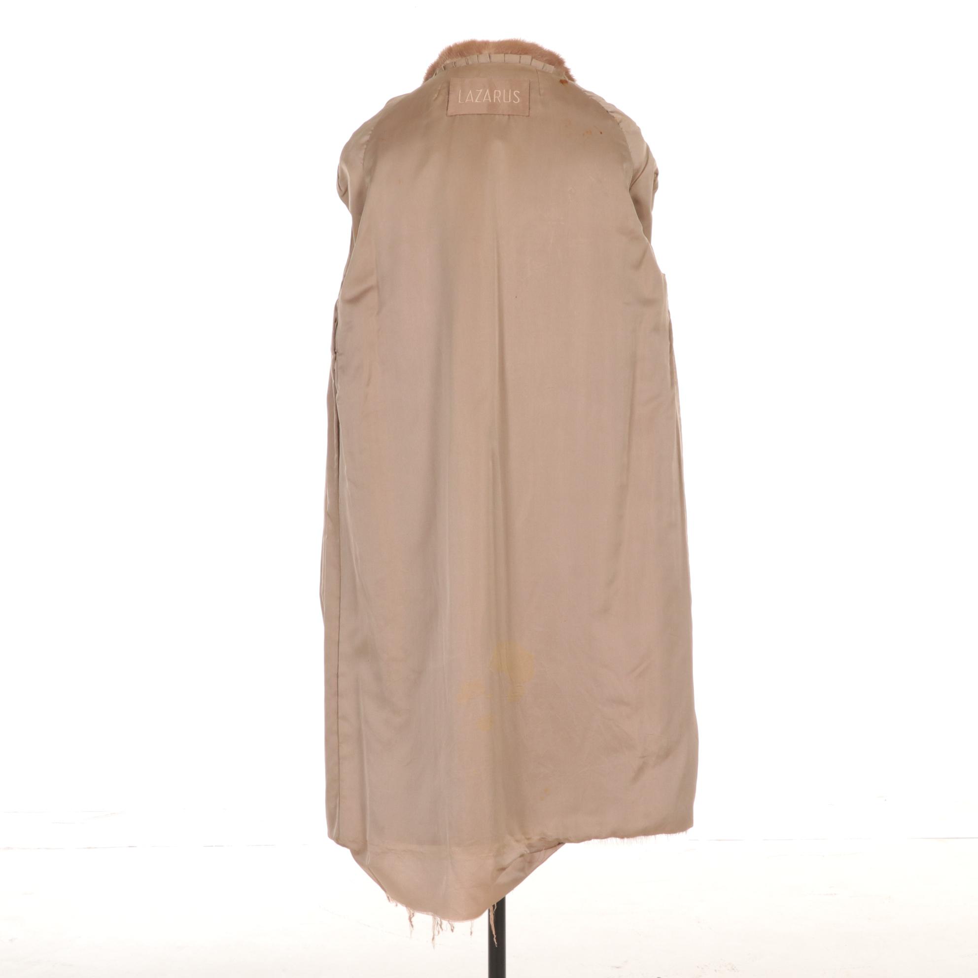 Blond Mink Fur Coat From Lazarus, Mid to Late 20th Century