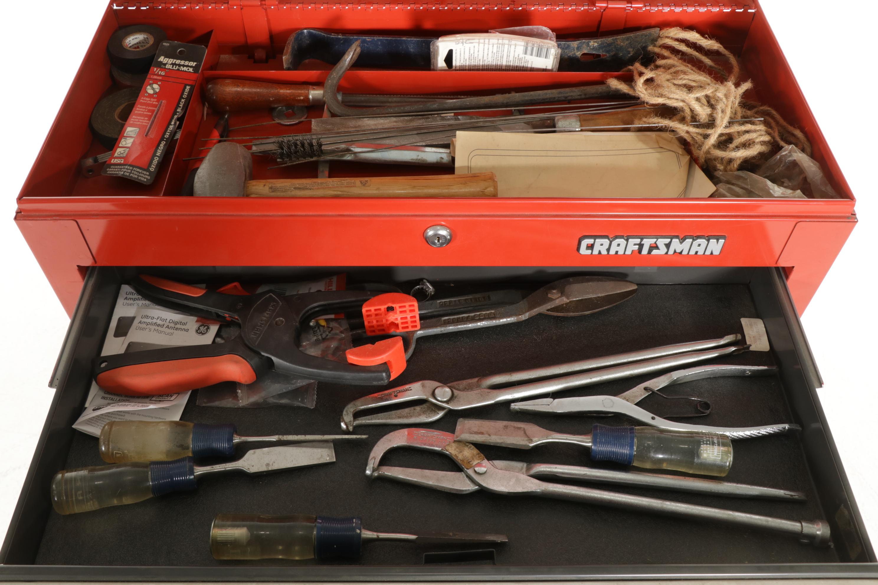 Craftsman Three-Stack Tool Rolling Tool Chests with Assorted Hand Tools