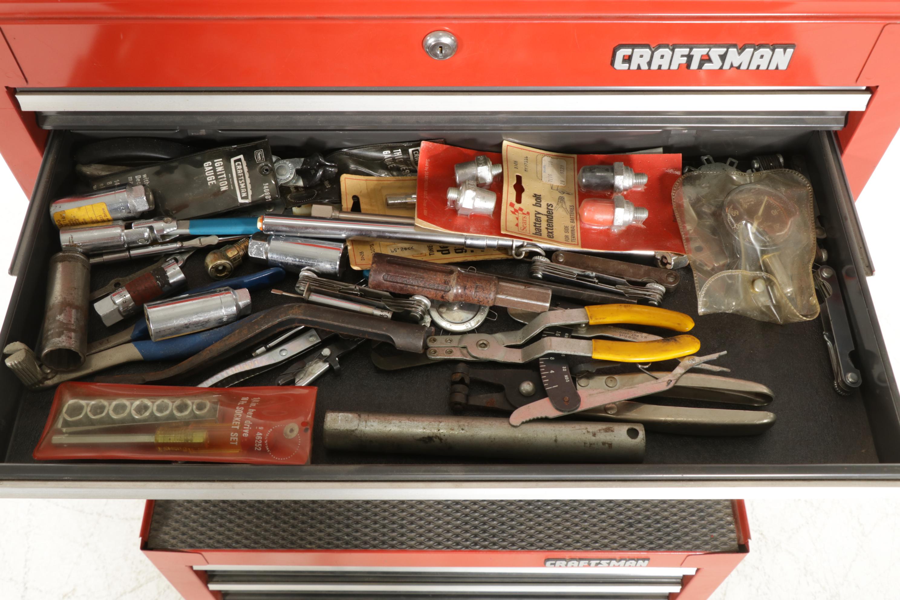 Craftsman Three-Stack Tool Rolling Tool Chests with Assorted Hand Tools