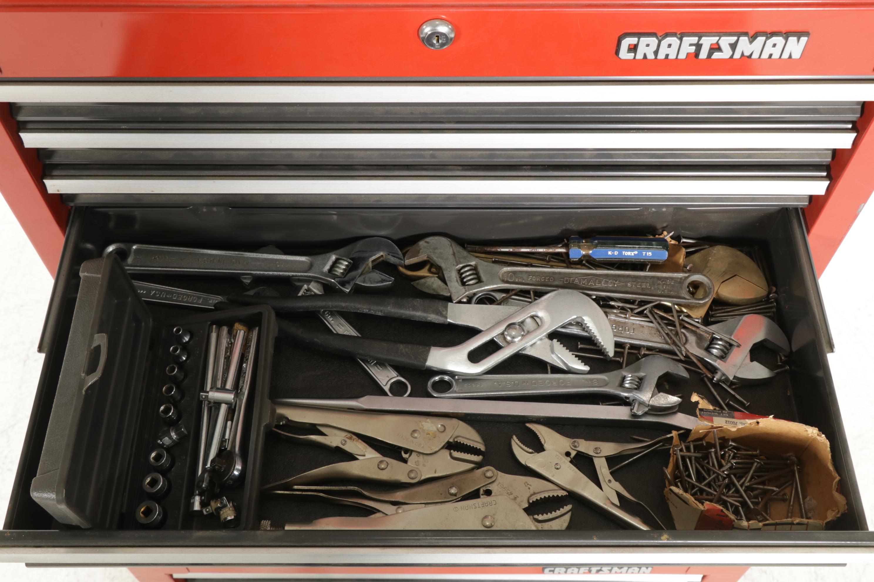 Craftsman Three-Stack Tool Rolling Tool Chests with Assorted Hand Tools
