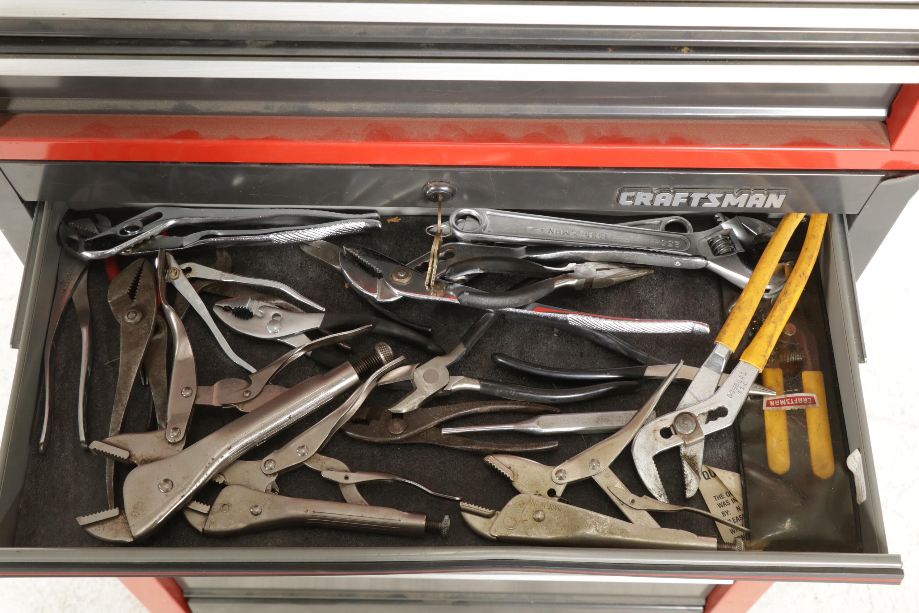 Craftsman Three-Stack Tool Rolling Tool Chests with Assorted Hand Tools