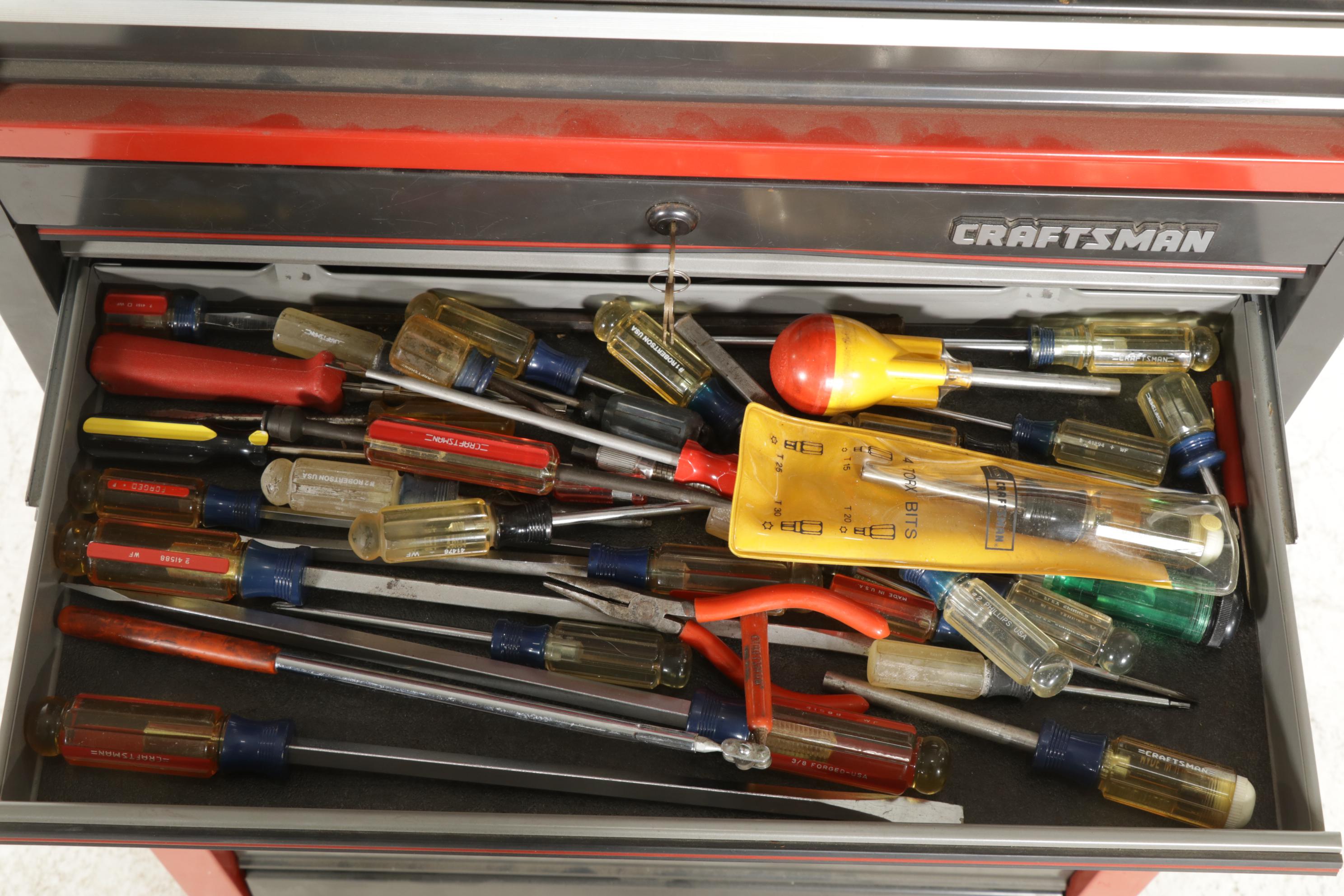 Craftsman Three-Stack Tool Rolling Tool Chests with Assorted Hand Tools