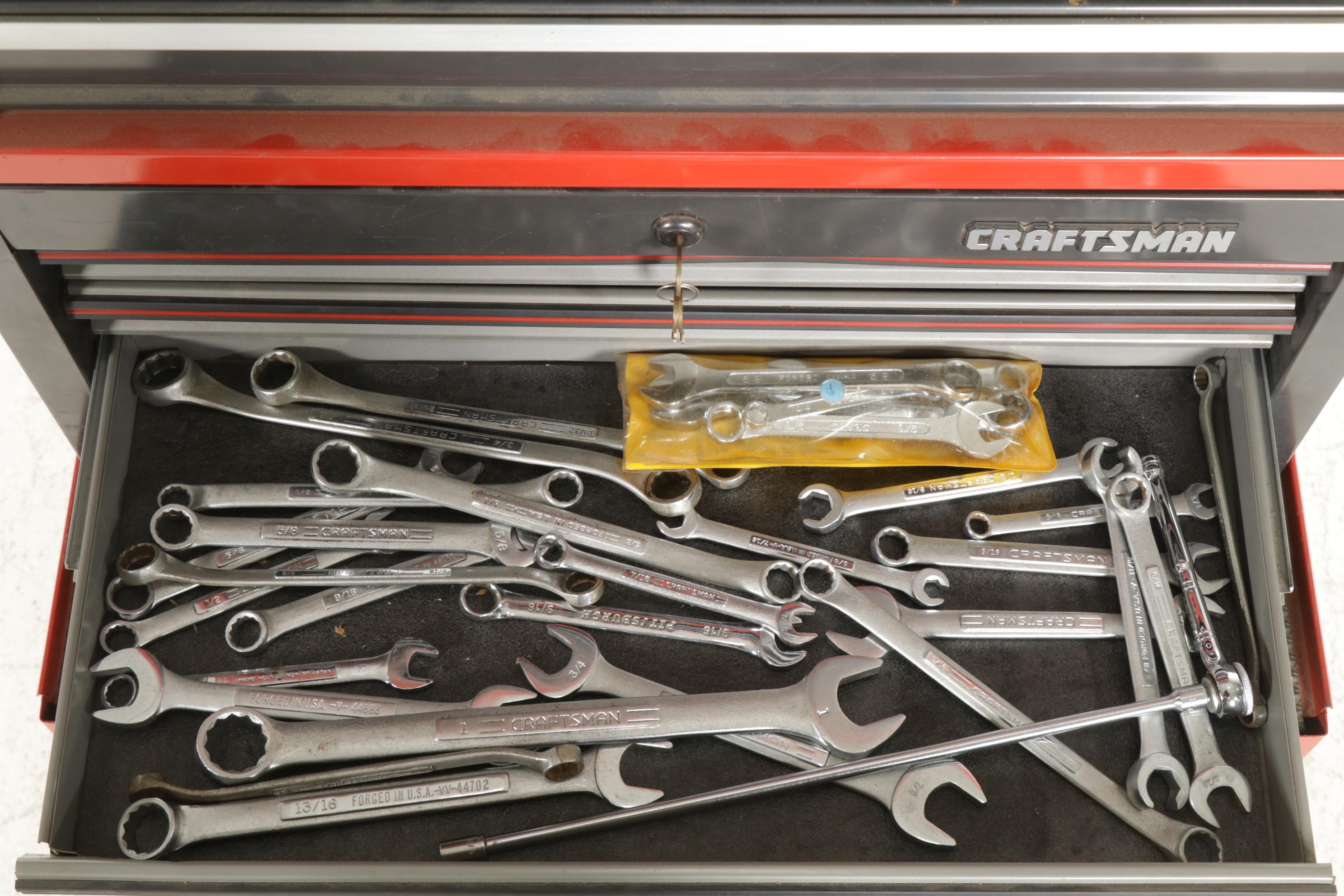 Craftsman Three-Stack Tool Rolling Tool Chests with Assorted Hand Tools