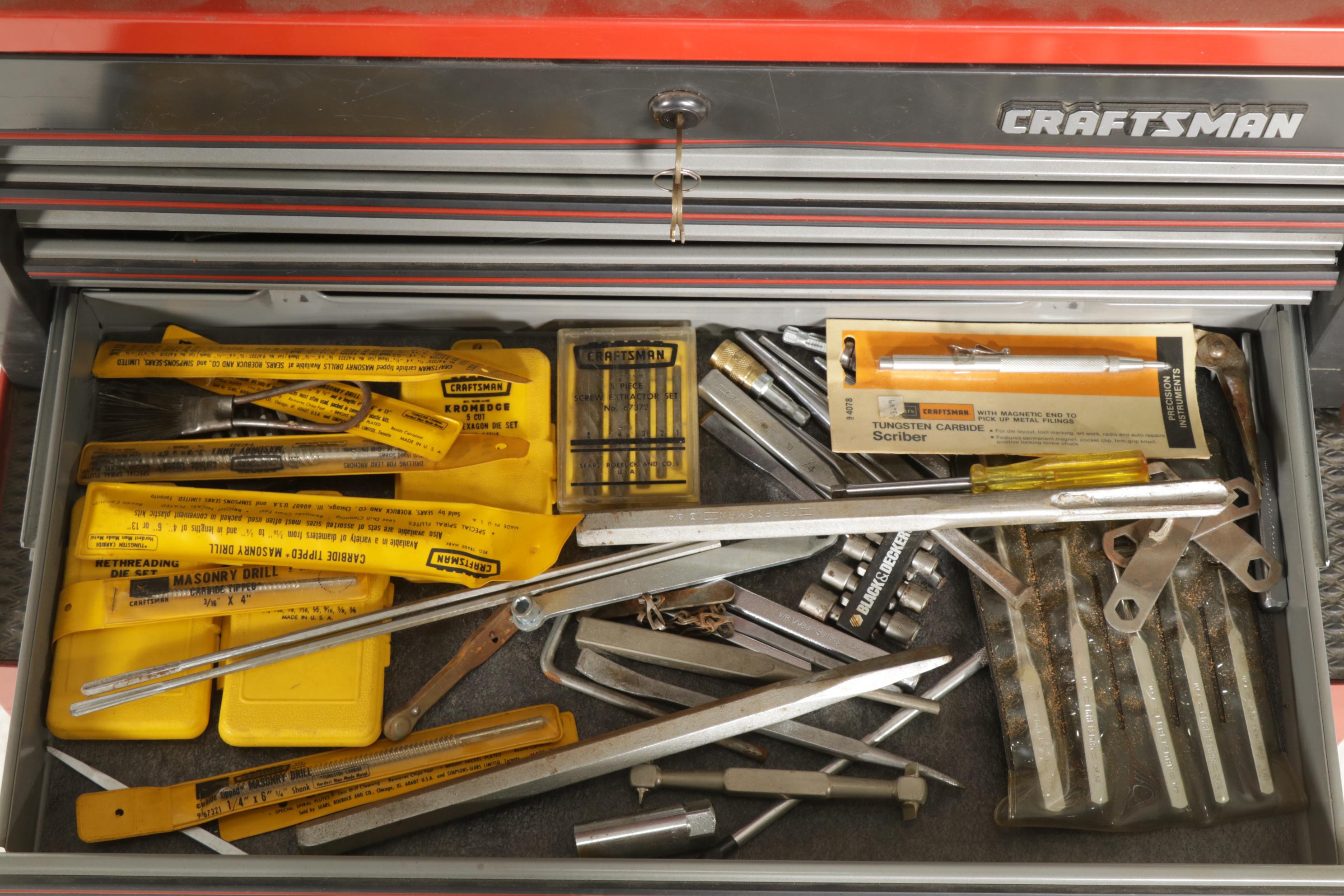 Craftsman Three-Stack Tool Rolling Tool Chests with Assorted Hand Tools