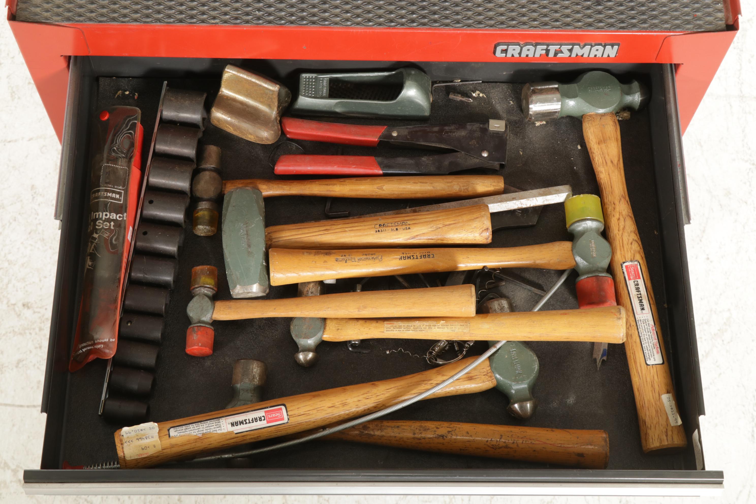Craftsman Three-Stack Tool Rolling Tool Chests with Assorted Hand Tools