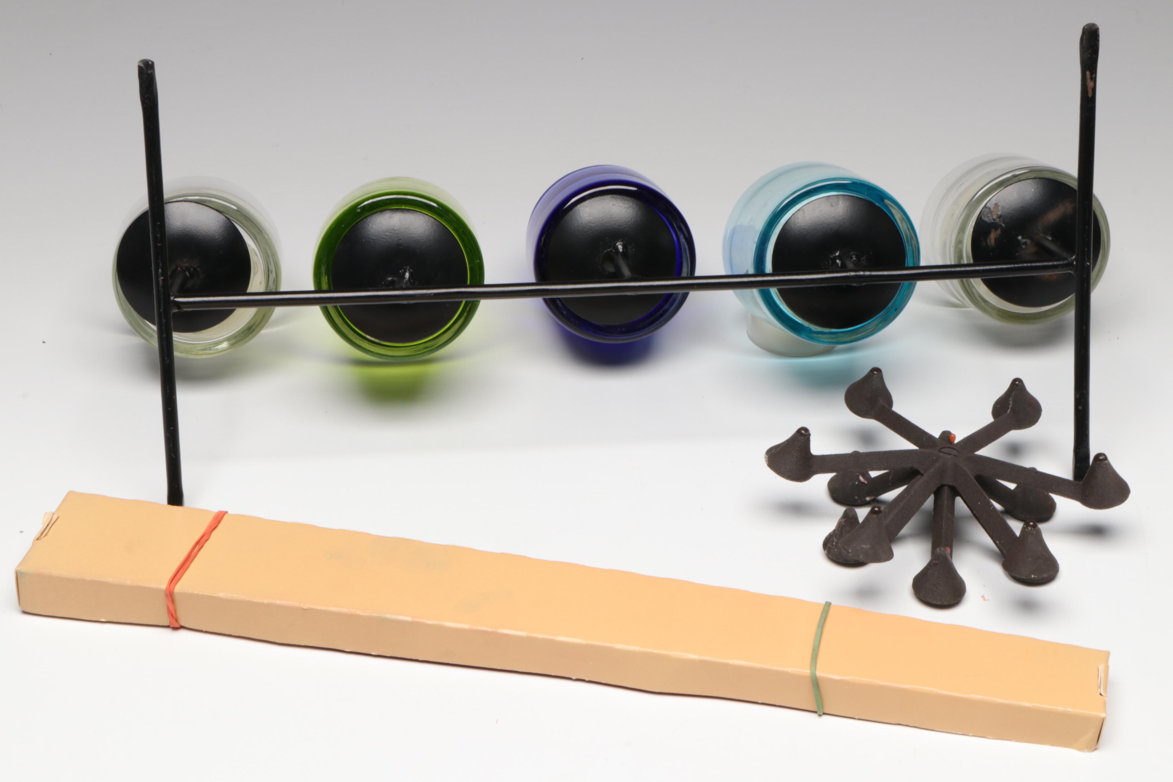 Mango Wood Serving Bowl with Votive Candle Holder, Fir Tree Candles and More