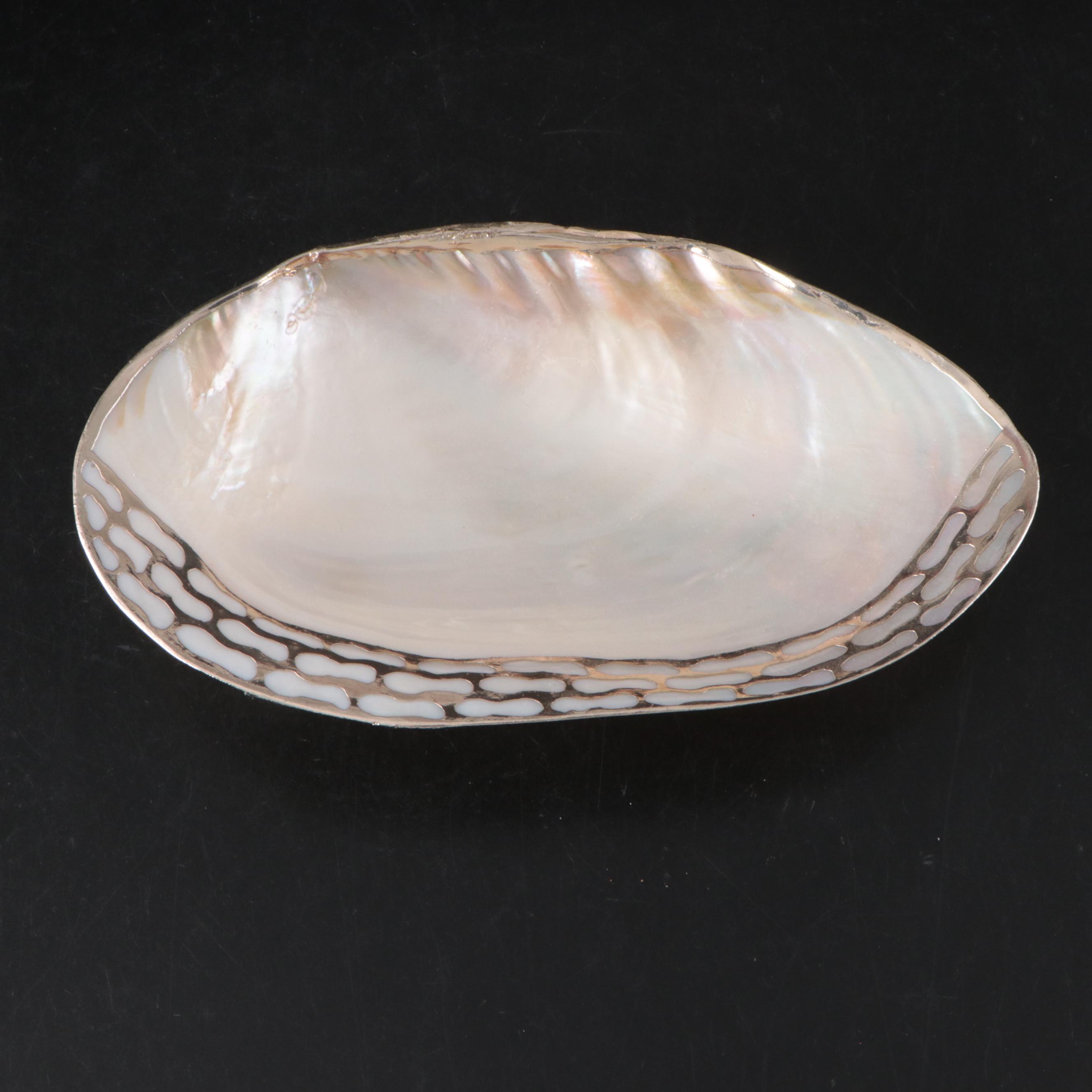Mariposa Metal Bowl and Two's Company Footed Shell Dish