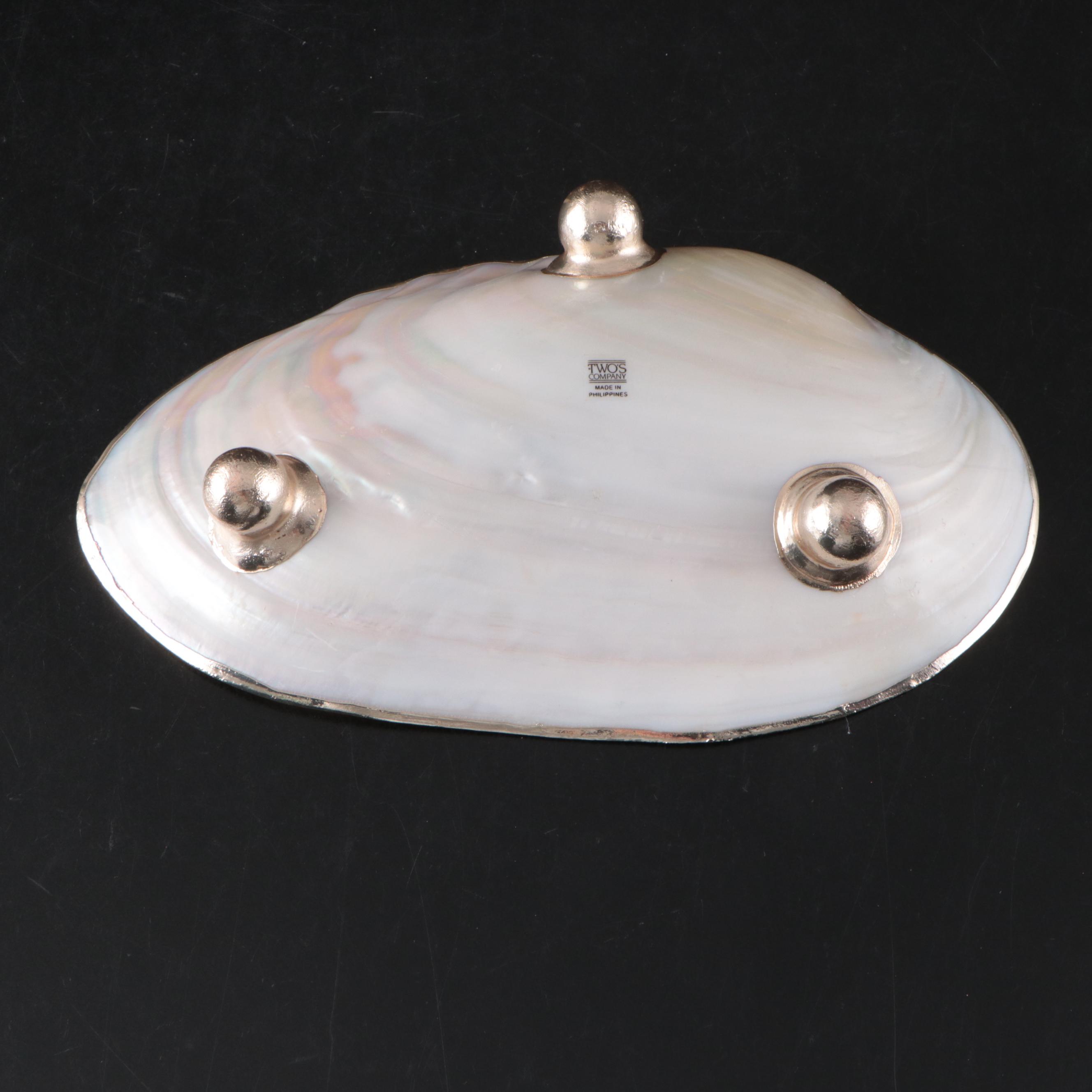 Mariposa Metal Bowl and Two's Company Footed Shell Dish