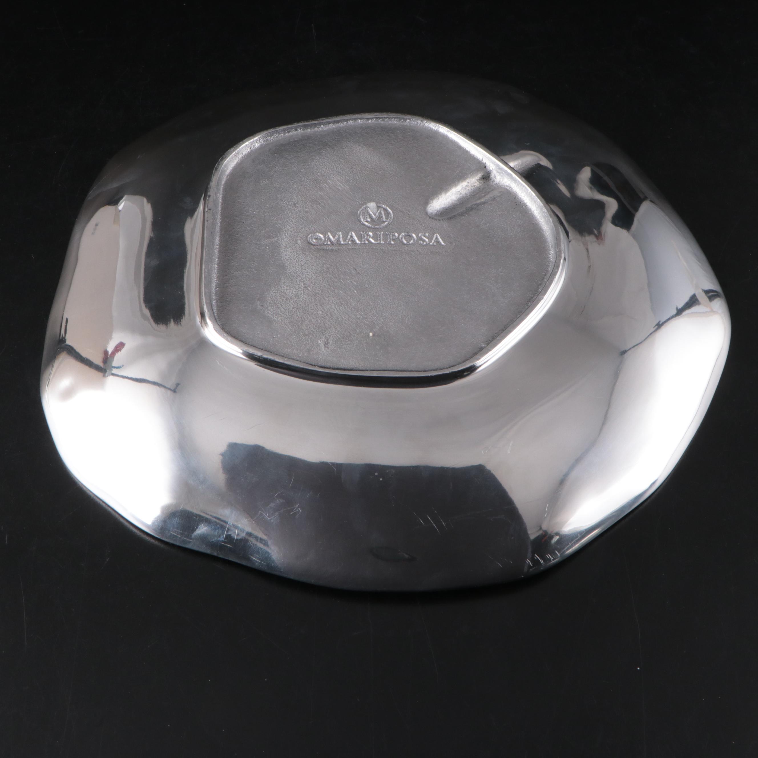 Mariposa Metal Bowl and Two's Company Footed Shell Dish