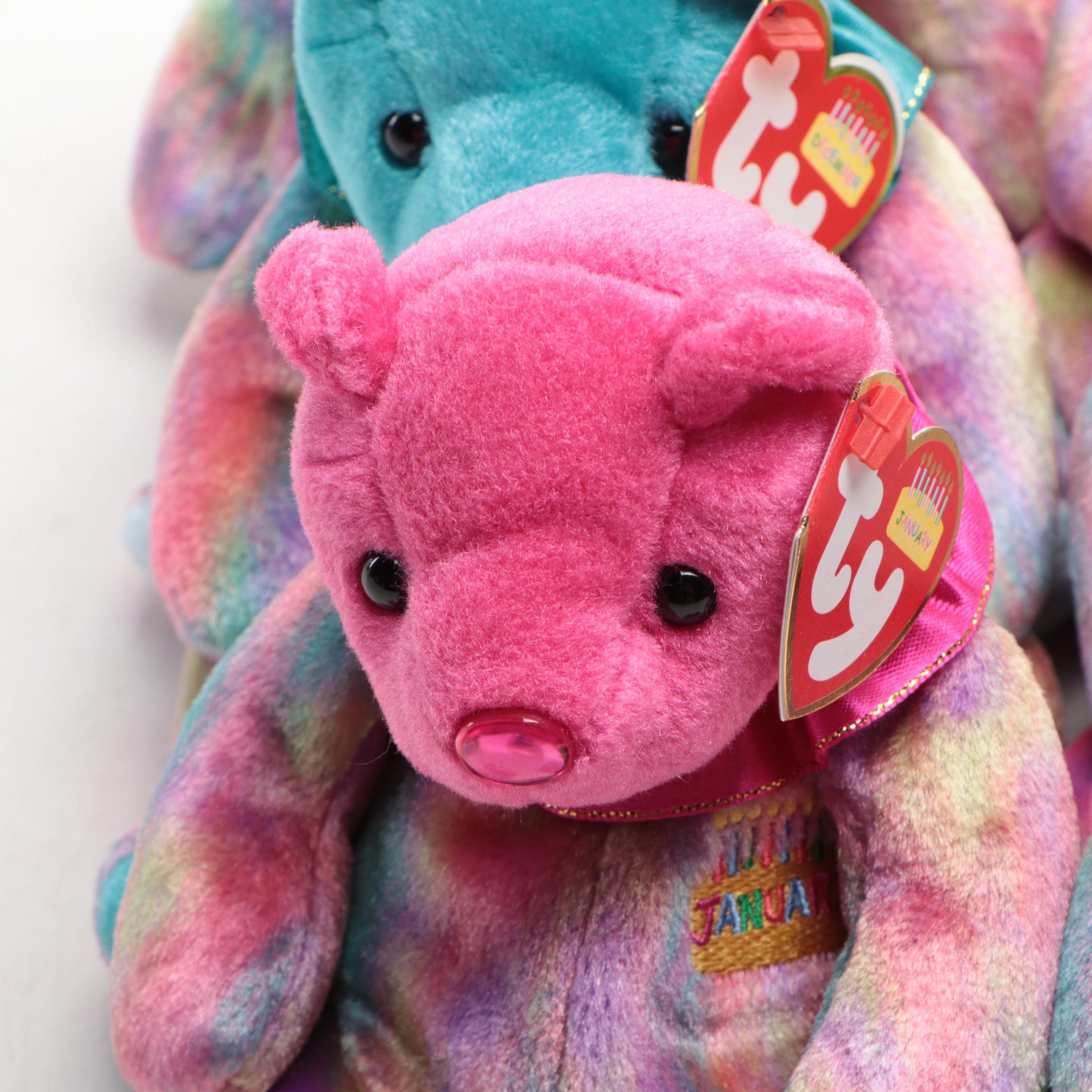 Ty Beanie Babies Birthday Bears, Complete Set of Twelve, 2001
