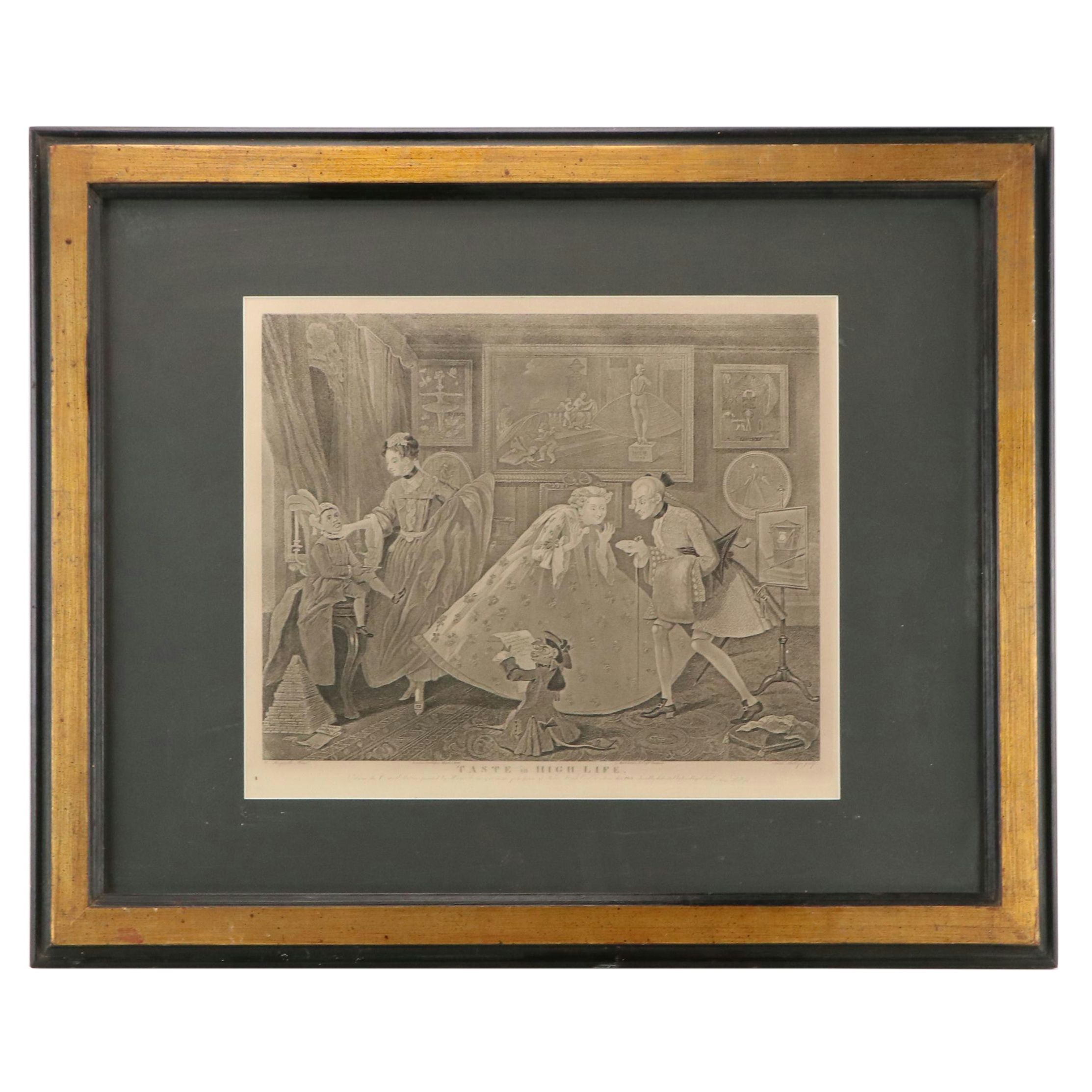 Engraving After After William Hogarth "Taste in High Life" 19th Century