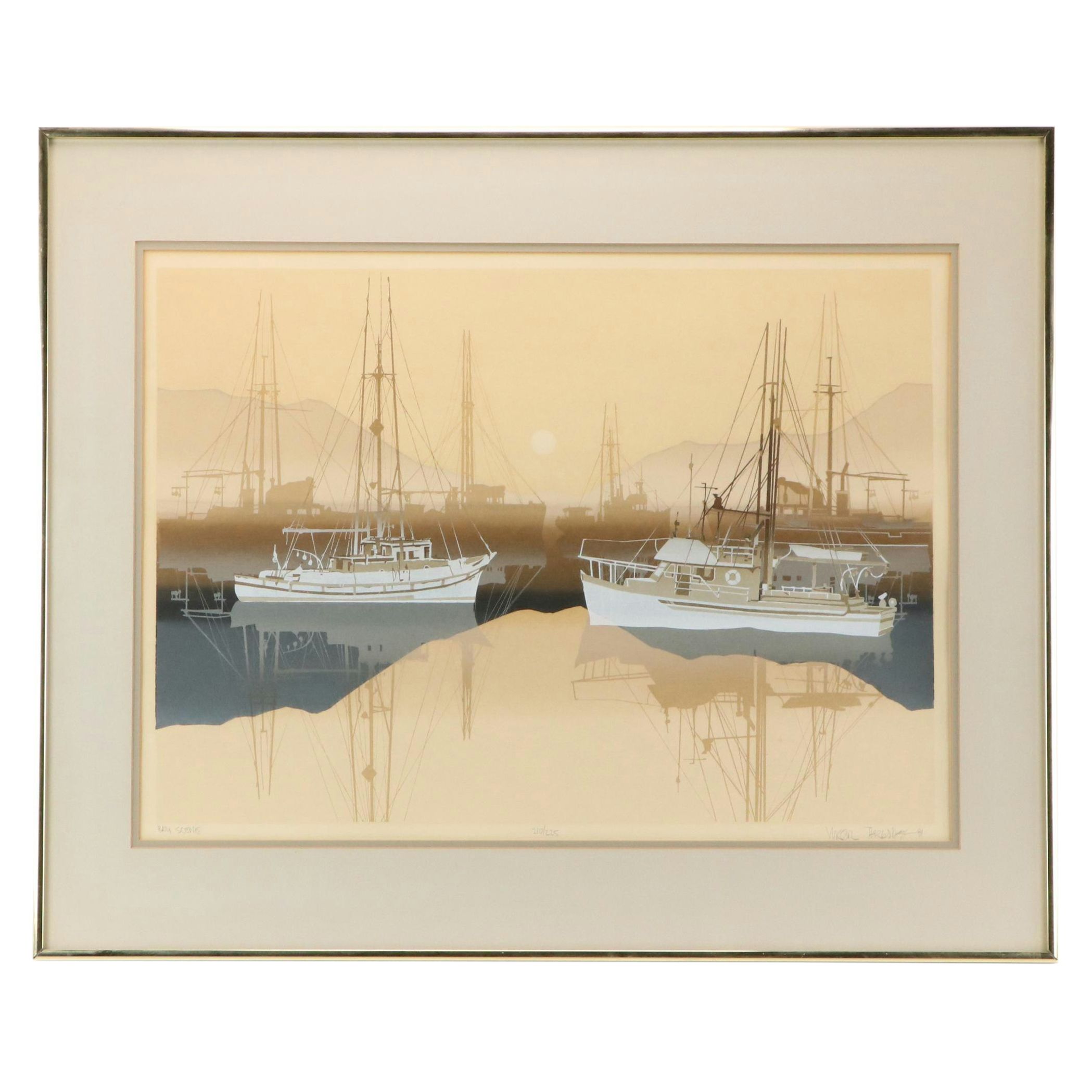 Virgil Thrasher Serigraph "Half Moon Bay," 1979