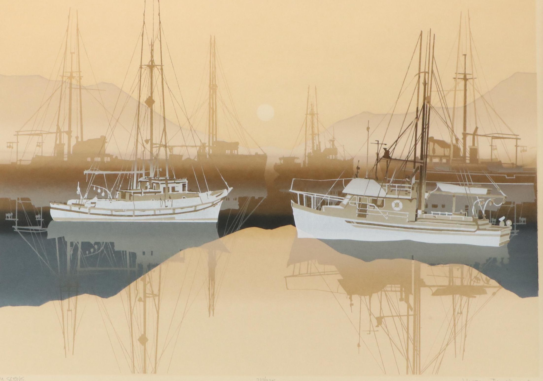 Virgil Thrasher Serigraph "Half Moon Bay," 1979