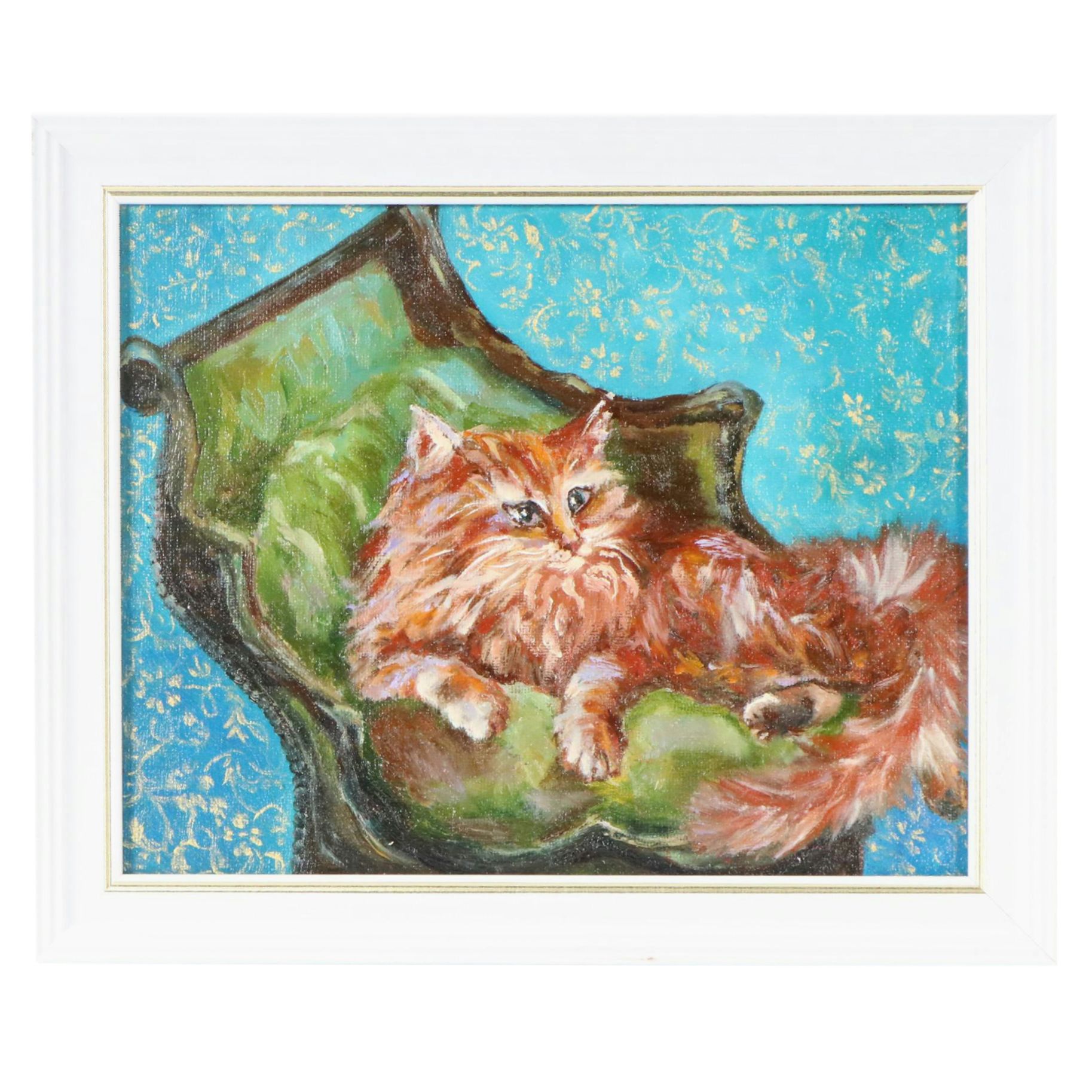 Larissa Sievers Oil Painting "The Cat in the Chair," 2024