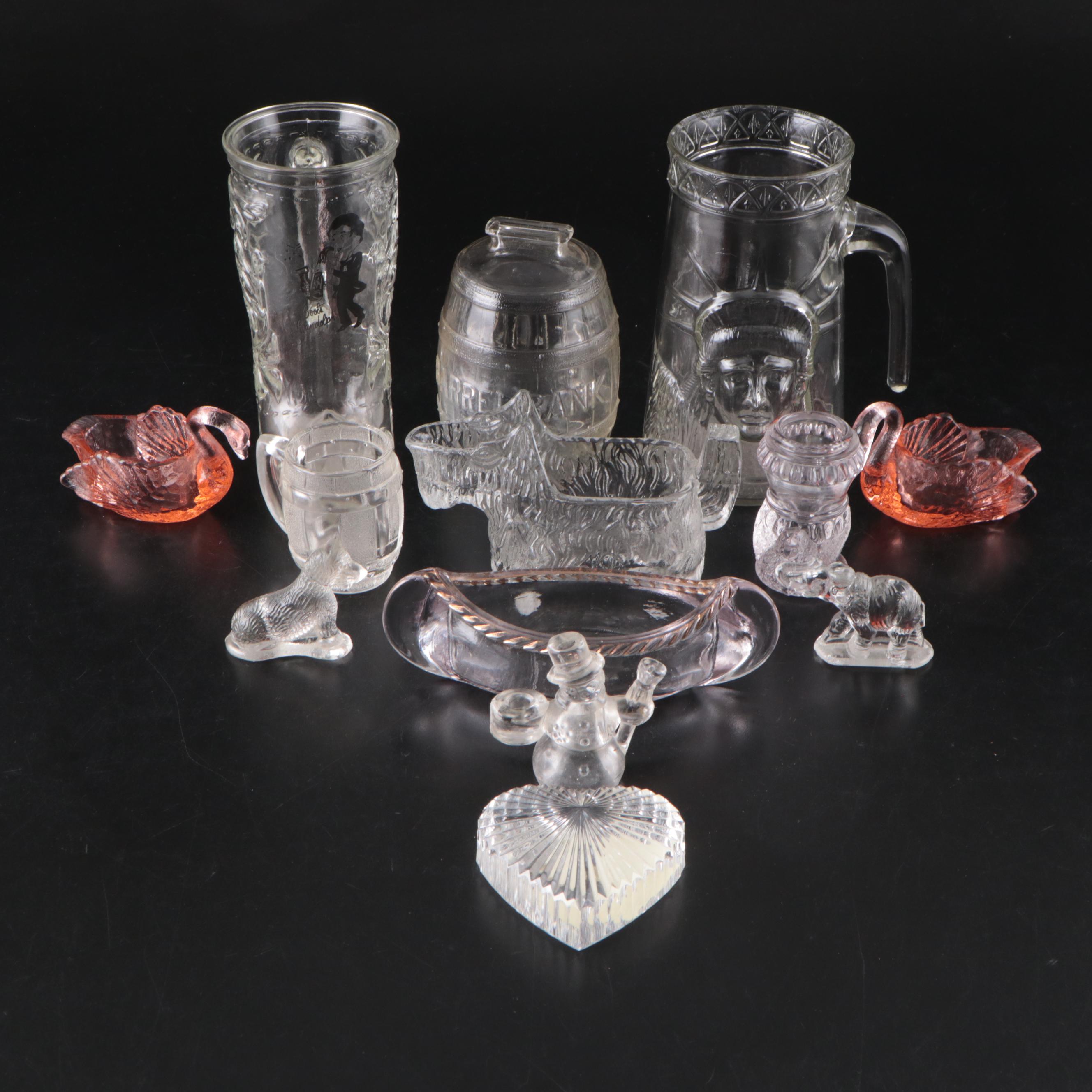 Cambridge Glass Swans, Waterford Glass Paperweight, and More