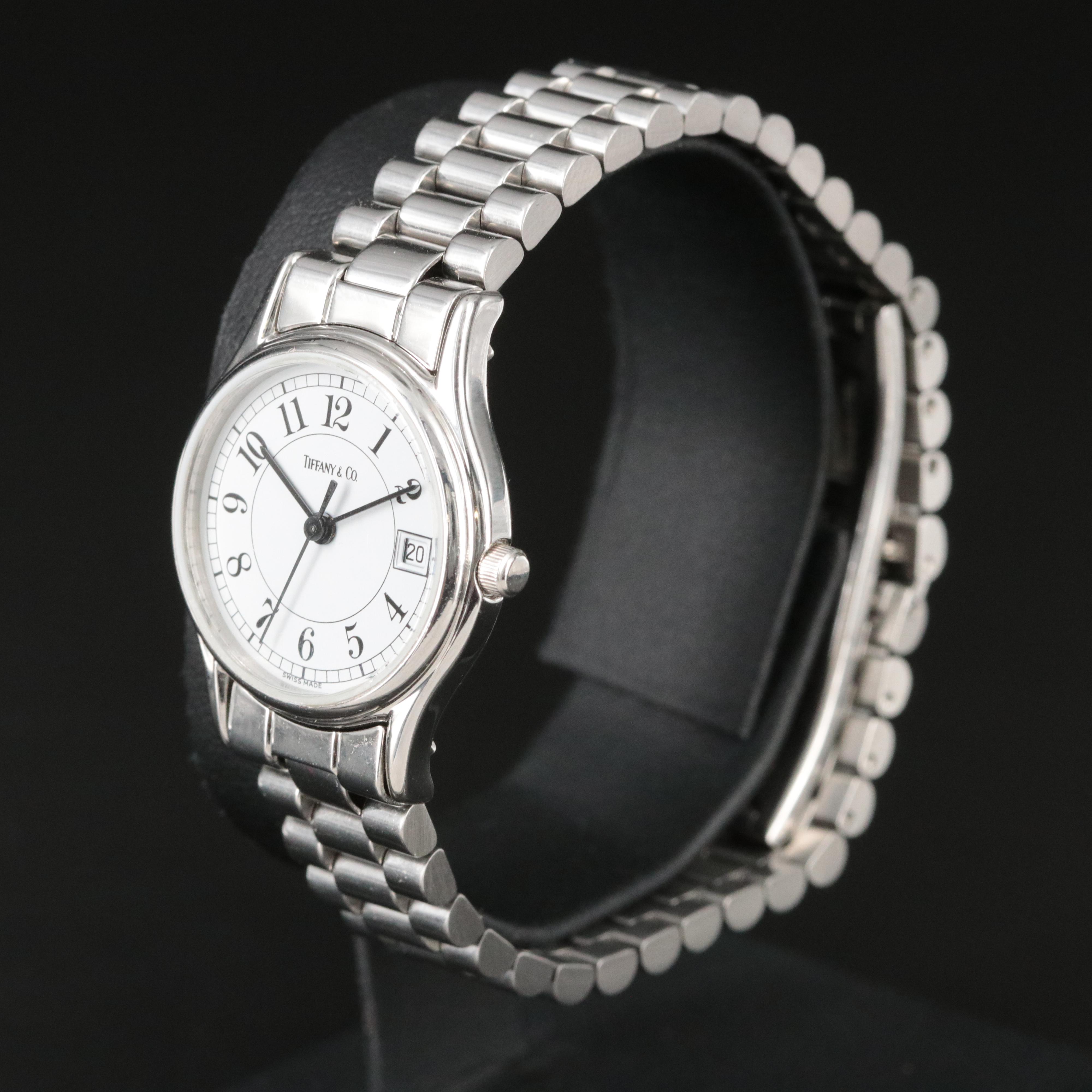 Tiffany and Co. Swiss Made Stainless Steel Quartz Date Watch