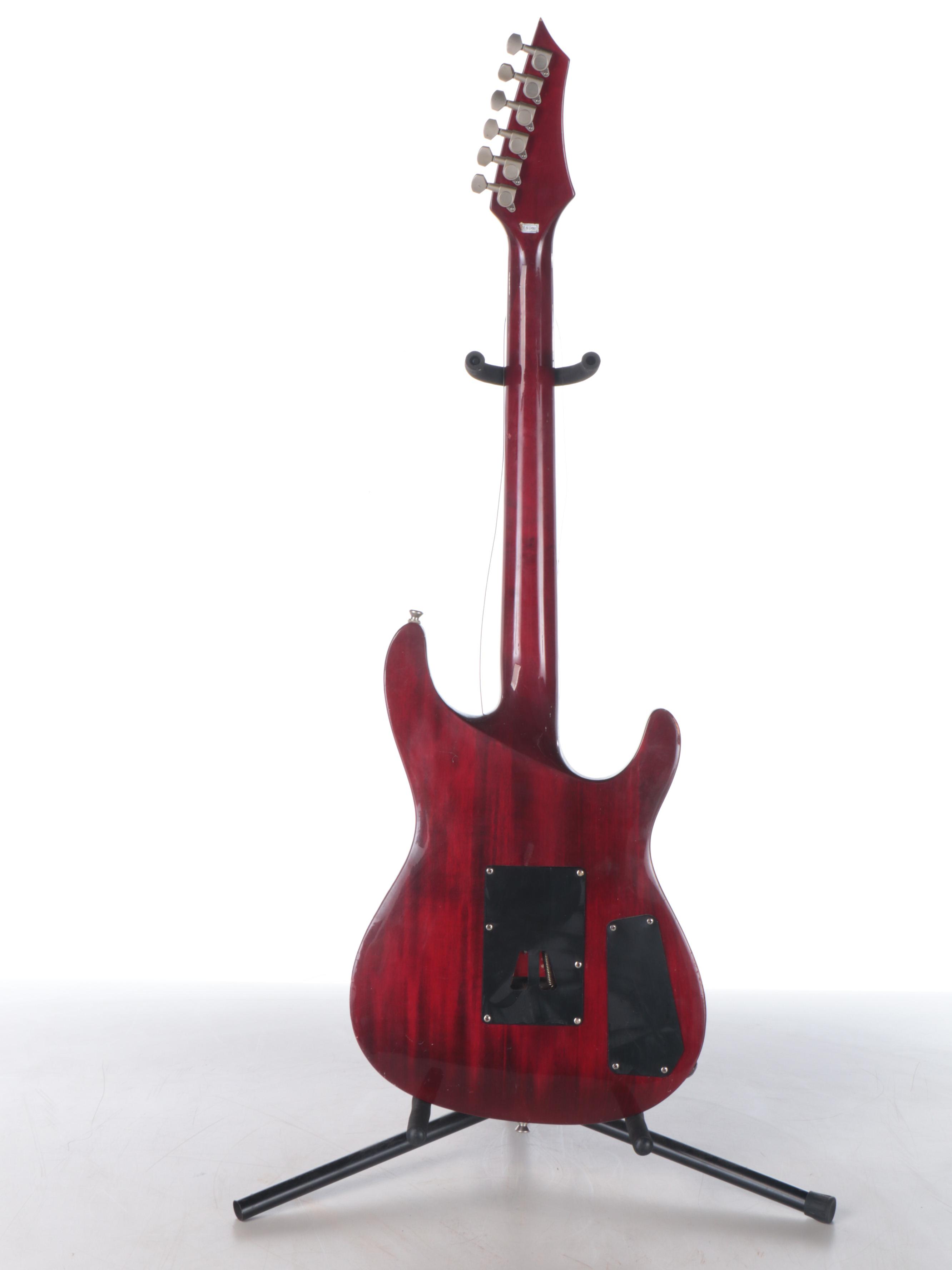 Brownsville Red Quilt Electric Guitar with Mother-of-Pearl Inlay