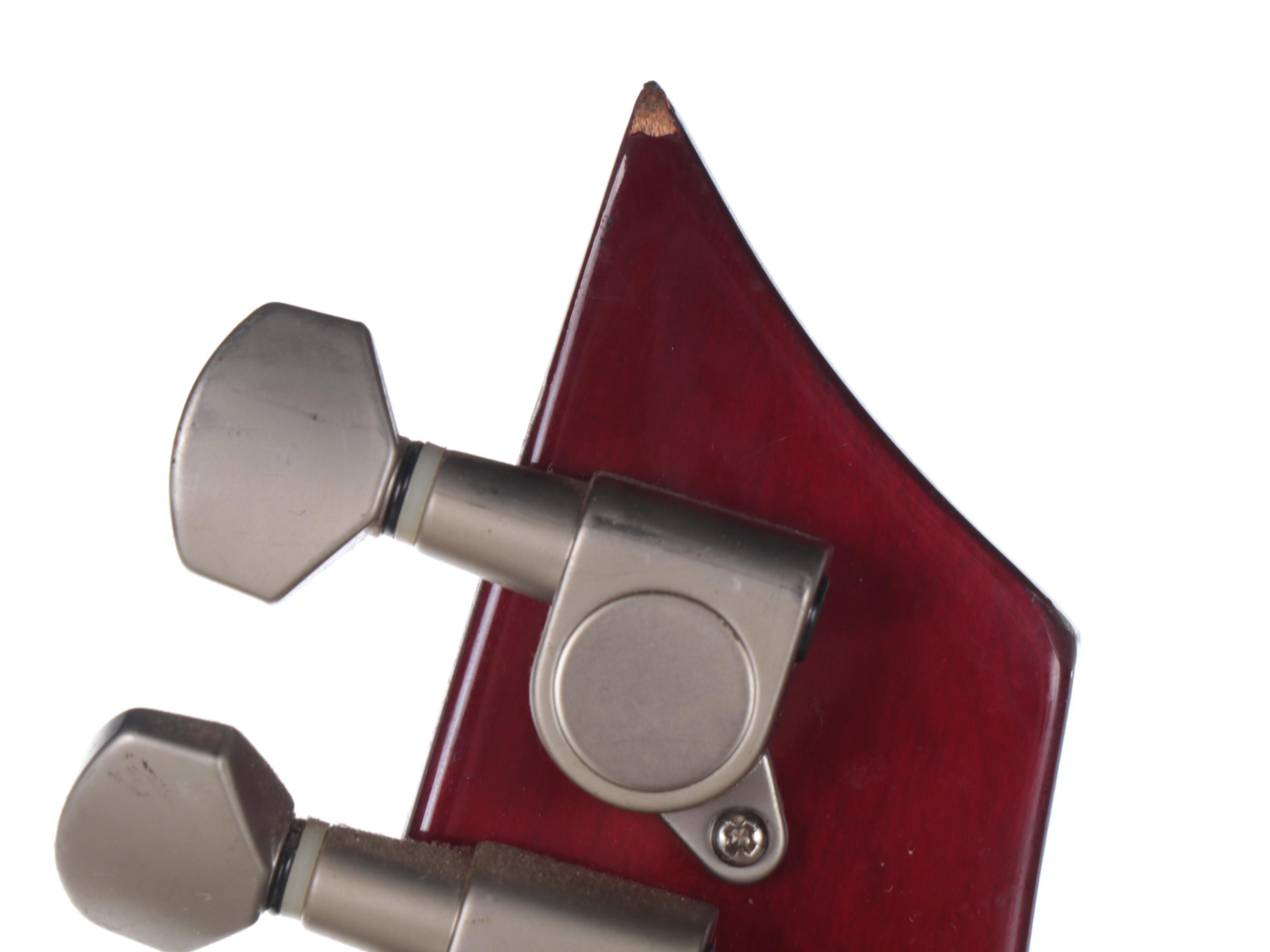 Brownsville Red Quilt Electric Guitar with Mother-of-Pearl Inlay