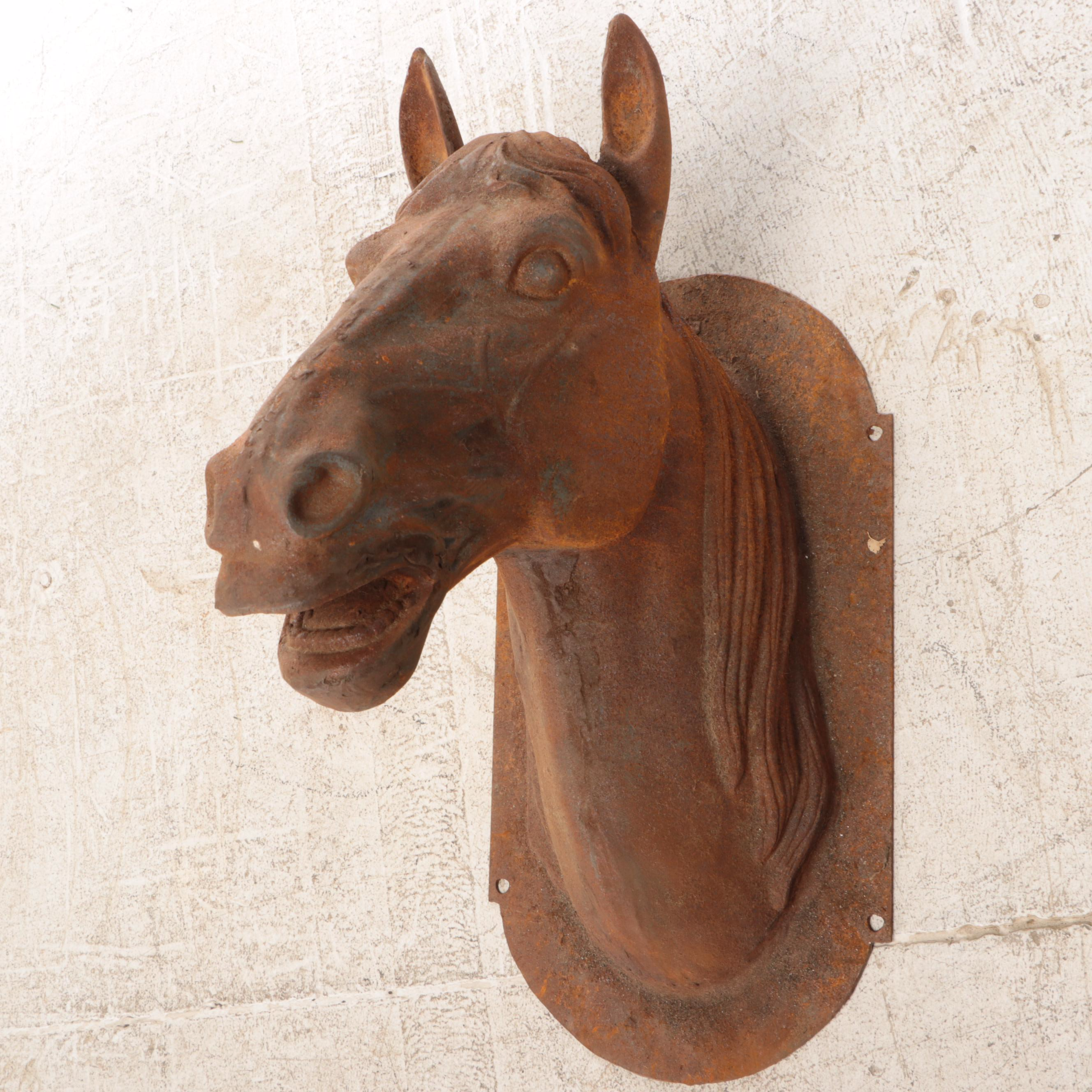 French Style Cast Iron Horse Head Stable Sign