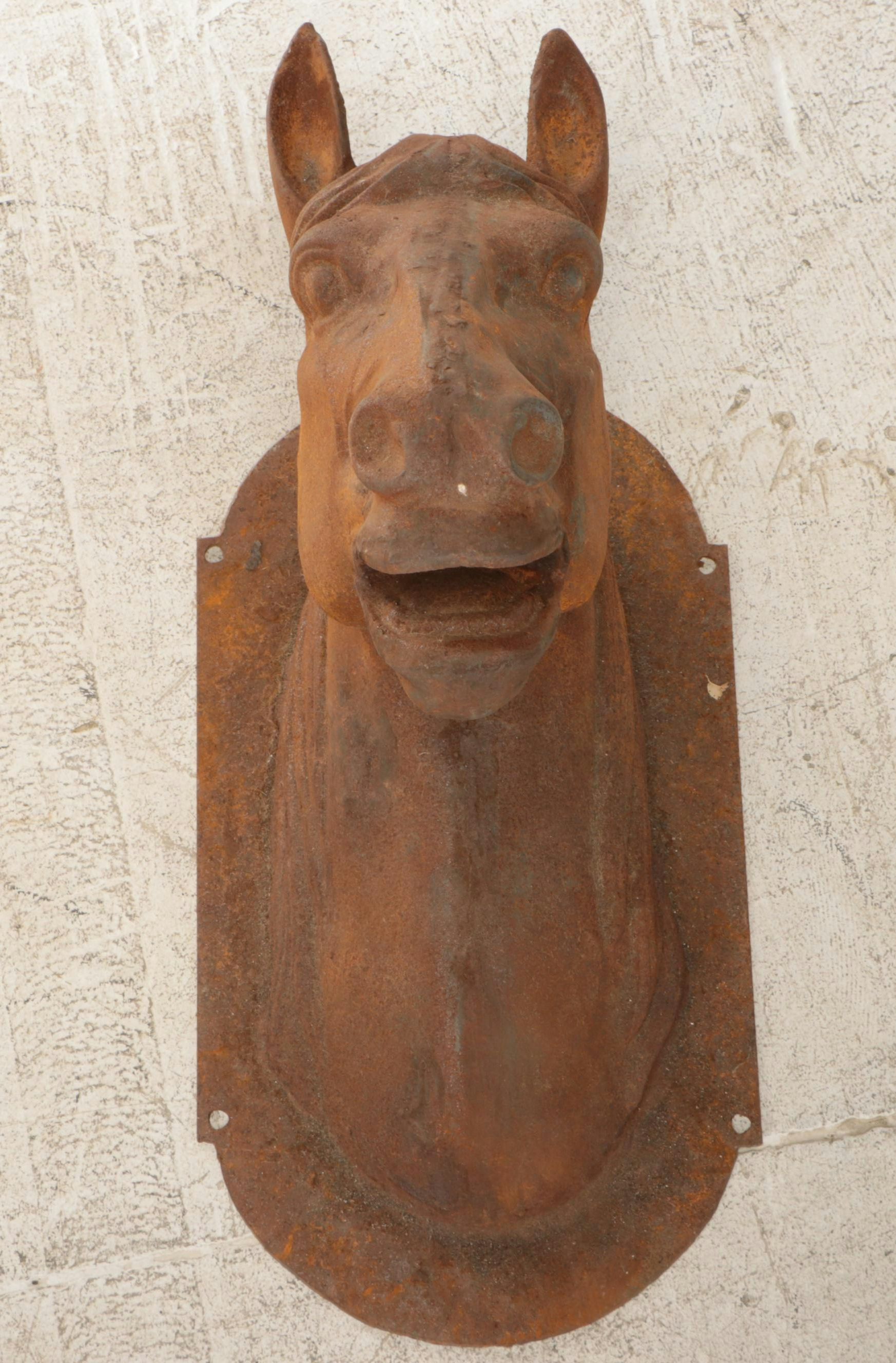 French Style Cast Iron Horse Head Stable Sign