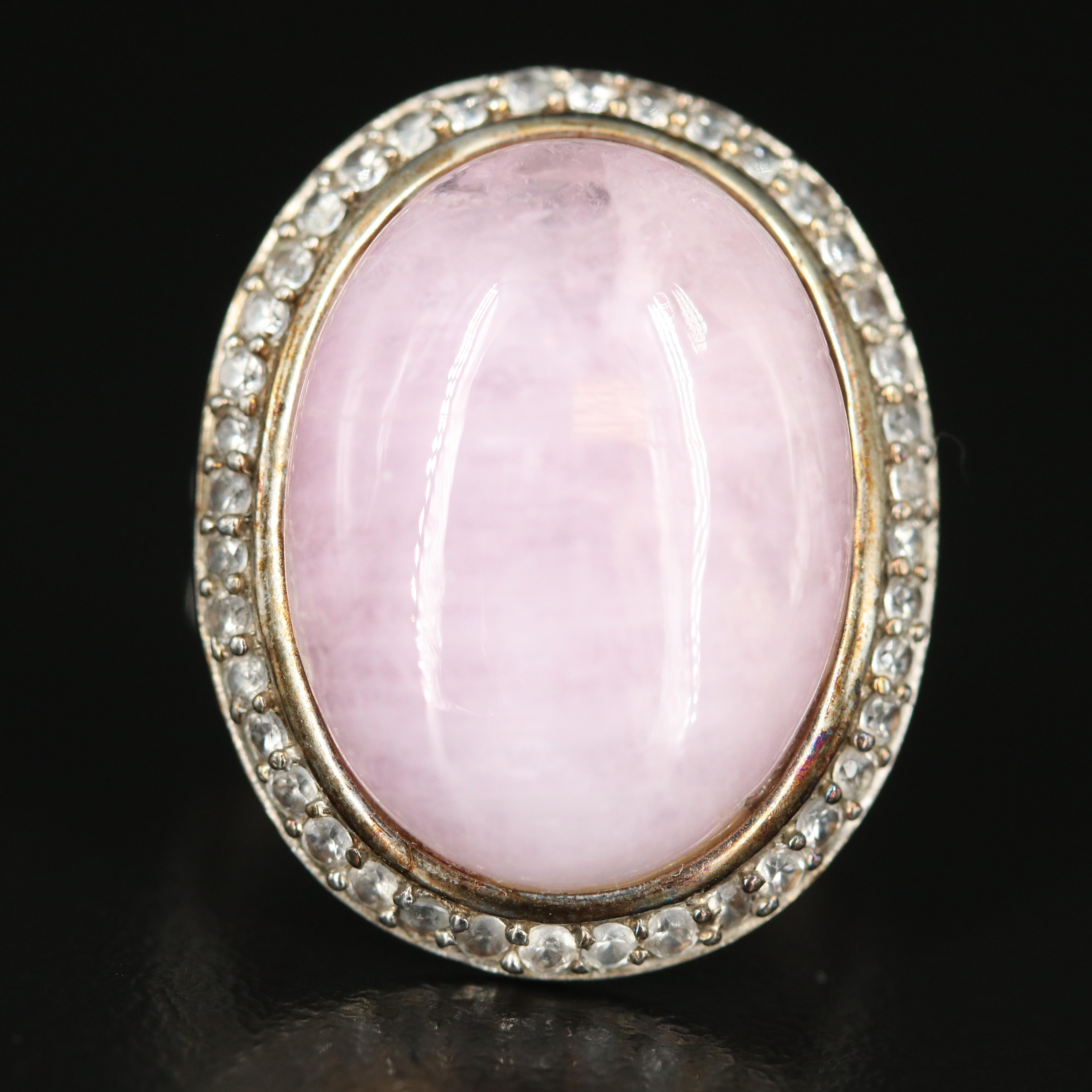 Sterling Quartzite and White Zircon Ring