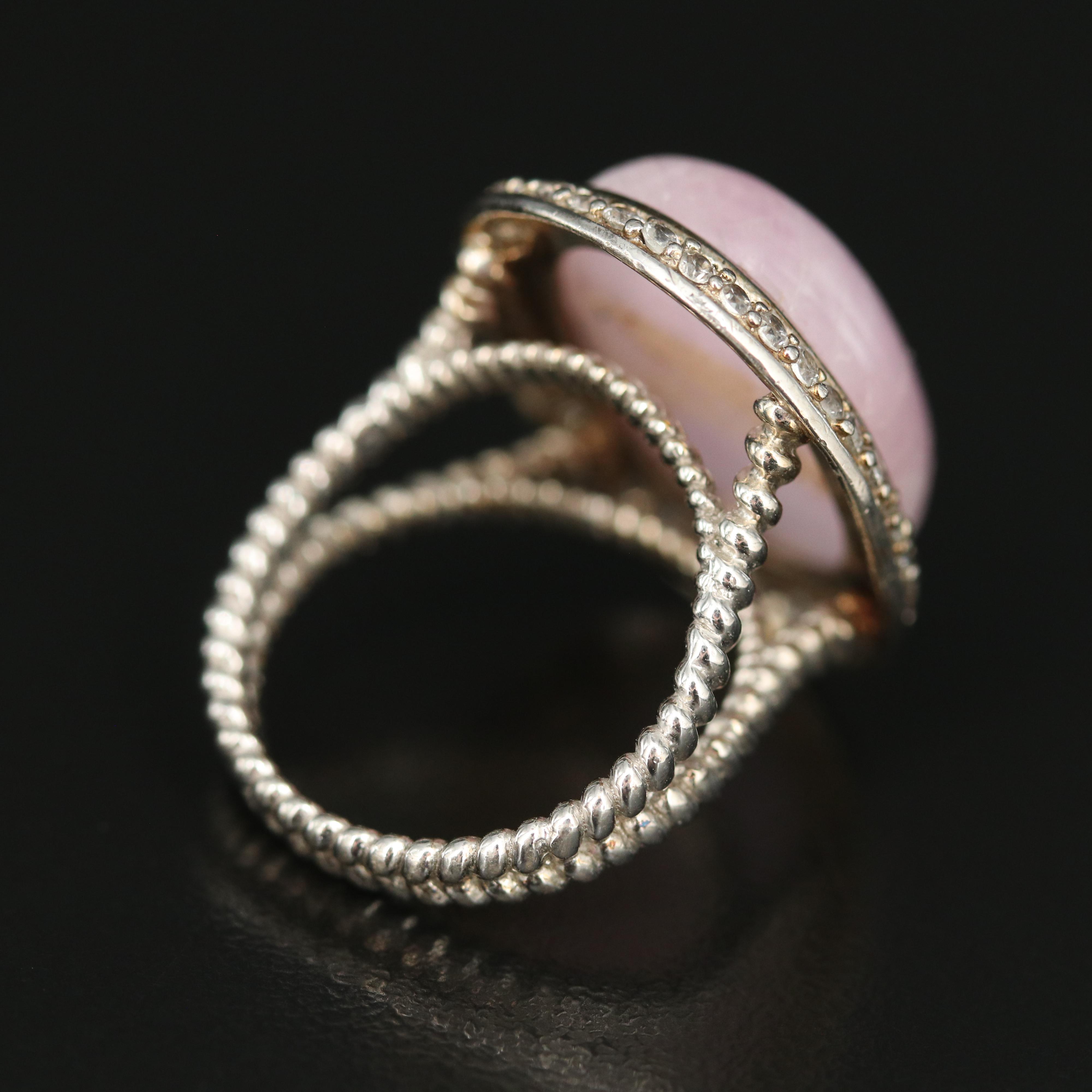 Sterling Quartzite and White Zircon Ring