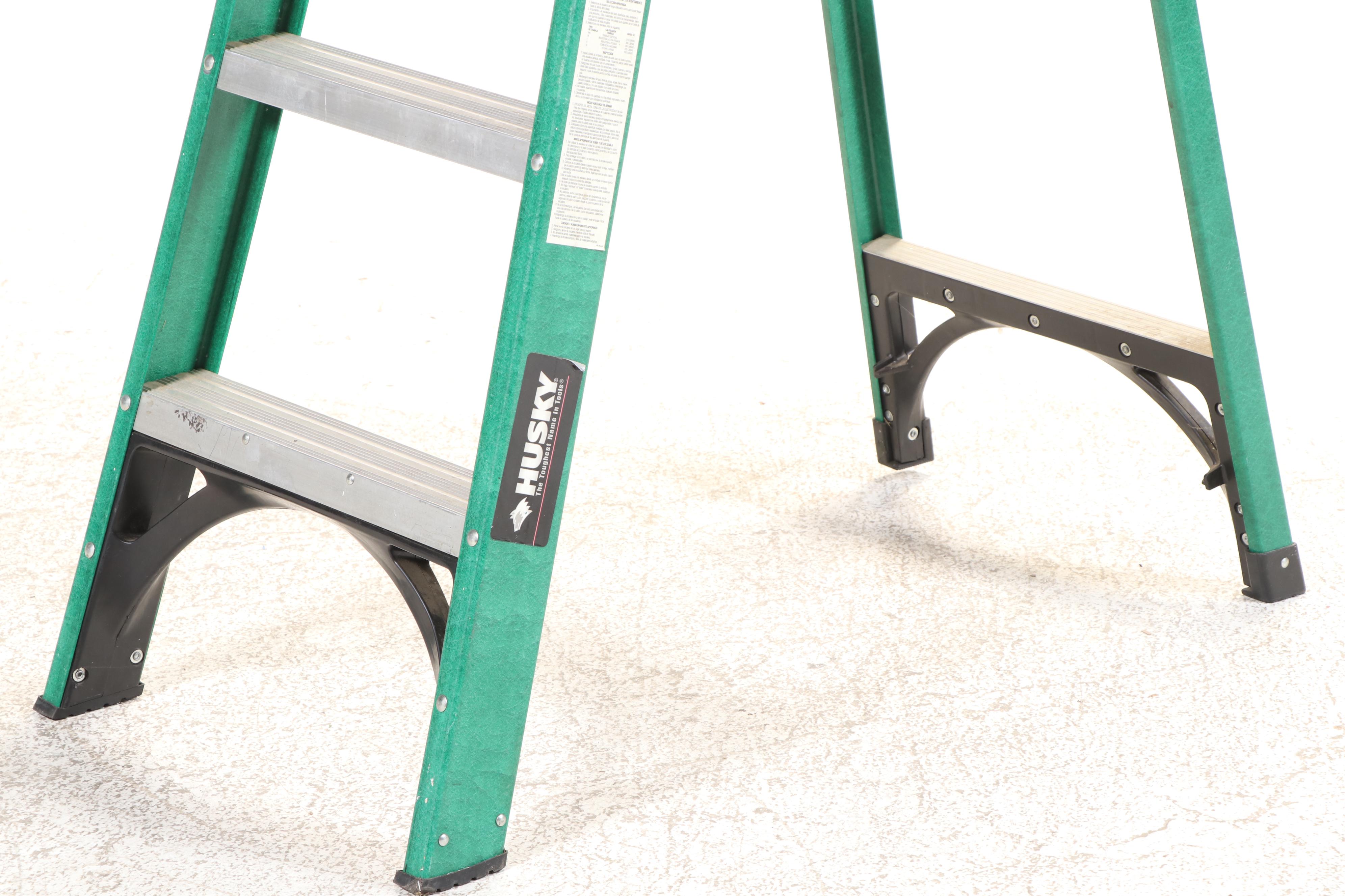 Husky and Werner Aluminum and Fiberglass Step Ladders